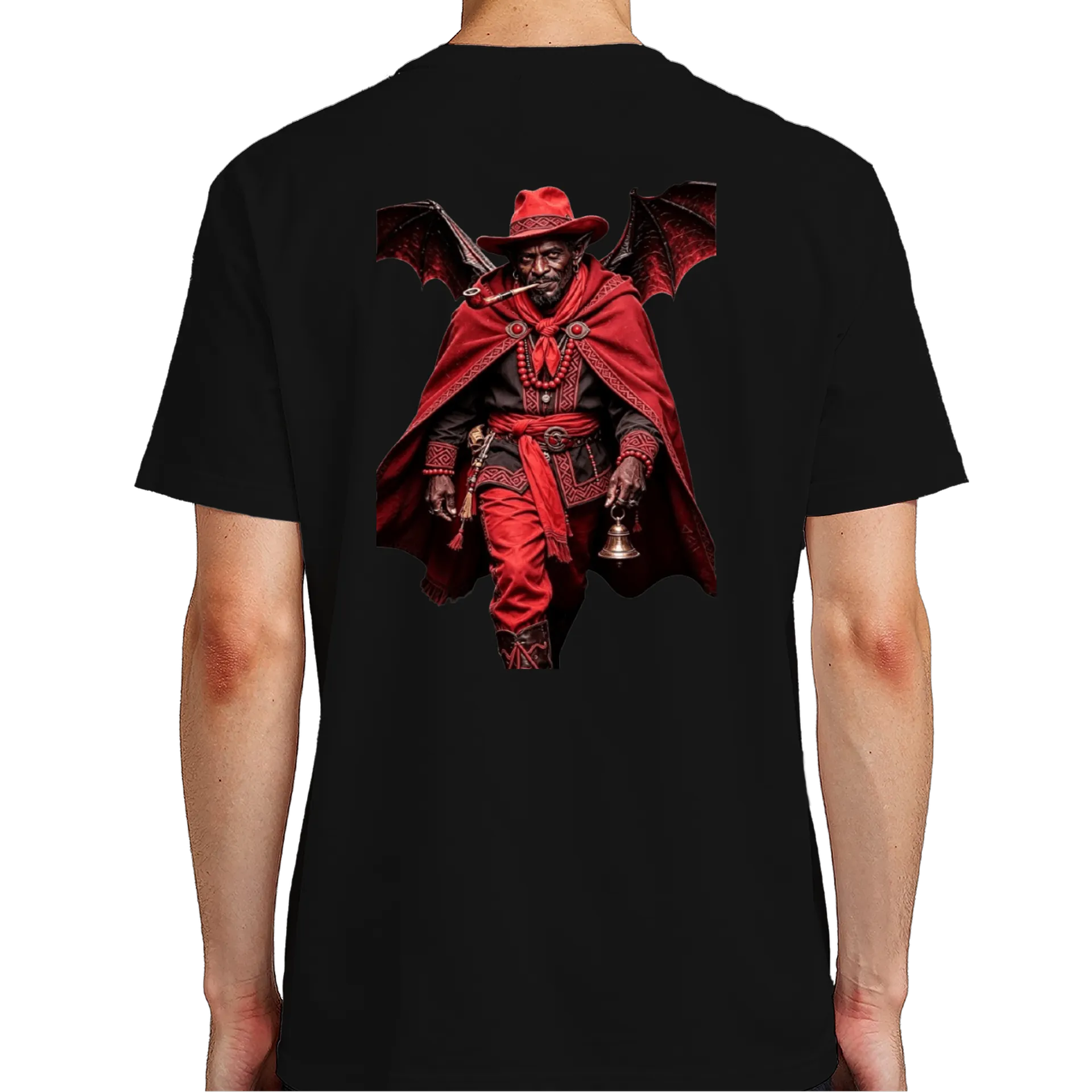 Camiseta Exu Morcego Estampa Vermelha 100% Algodão - Imagem 7