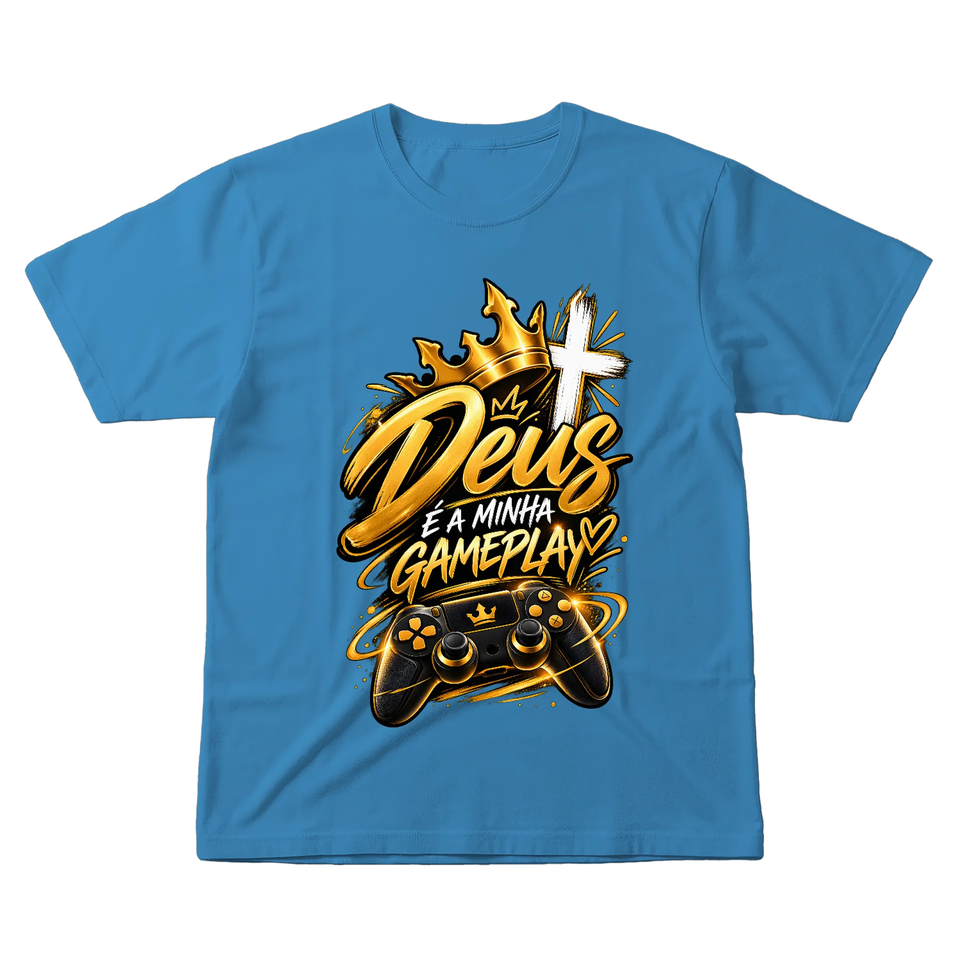 Camiseta Estampa Tipográfica 'Deus é a Minha Gameplay' de LivesDoPapai — imagem 1 de 6
