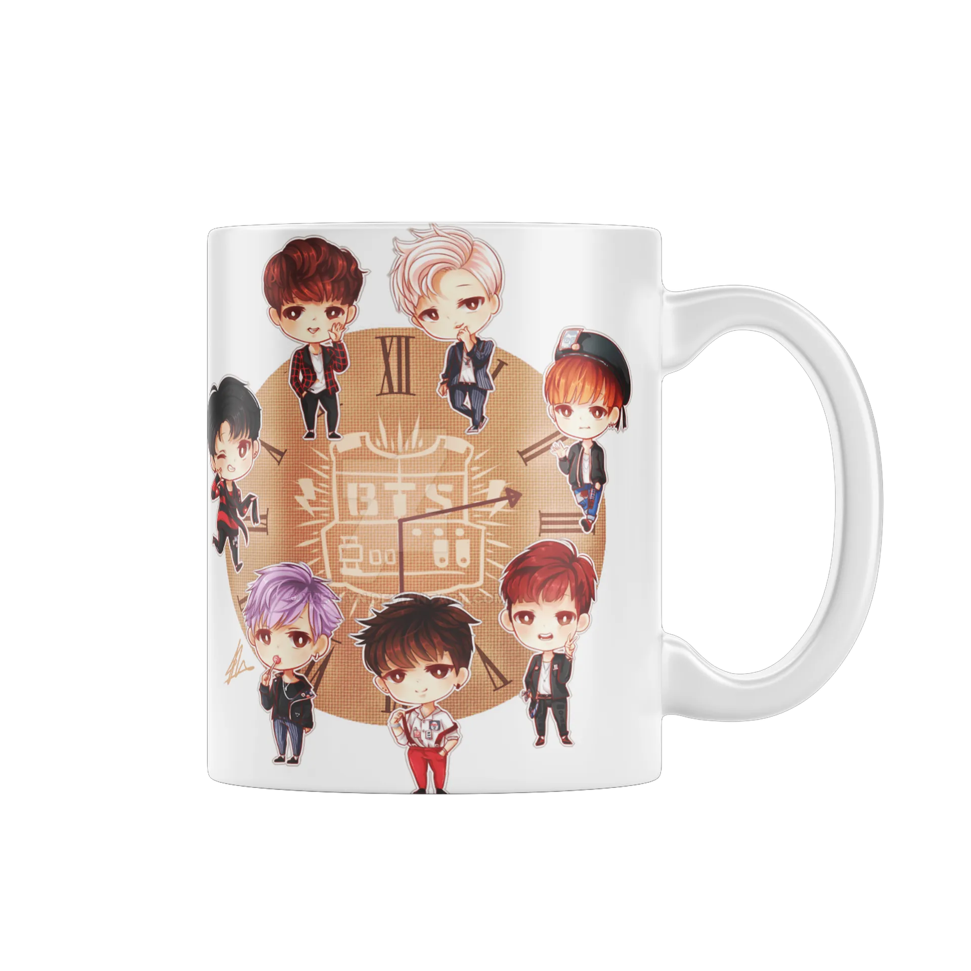 Caneca Porcelana Personagens Estilo Chibi Branco 325ml - Imagem 1