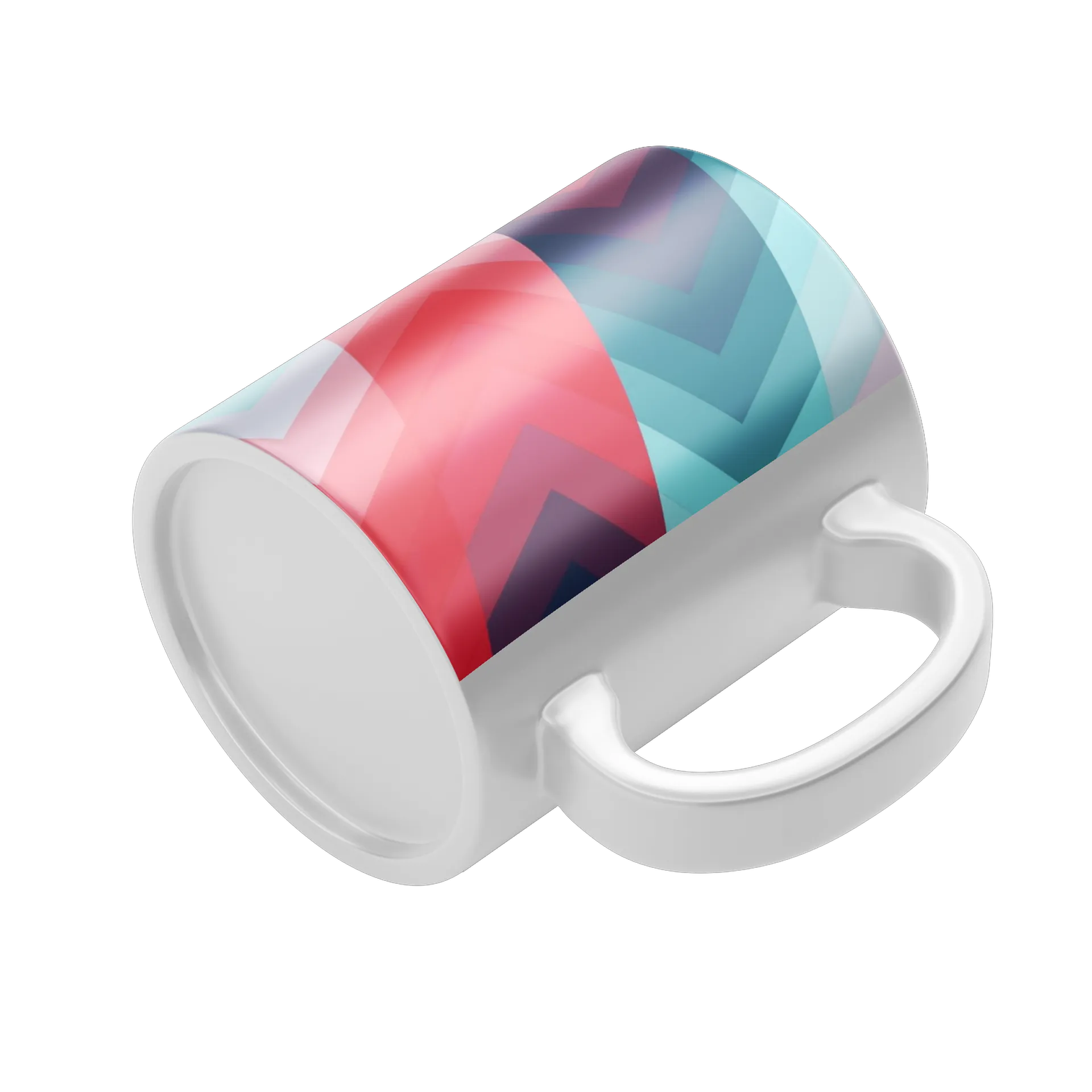 Caneca Porcelana Estampa Geométrica Azul Rosa 325ml - Imagem 4