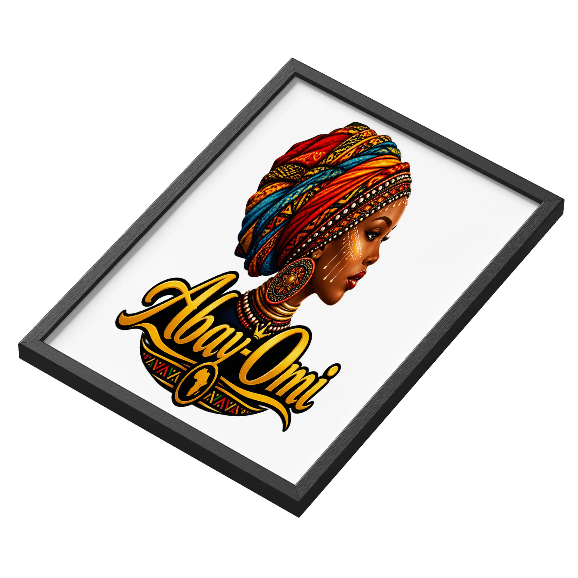 Quadro Abay-Omi Retrato Africano Estampa Tipográfica A3 - Imagem 3