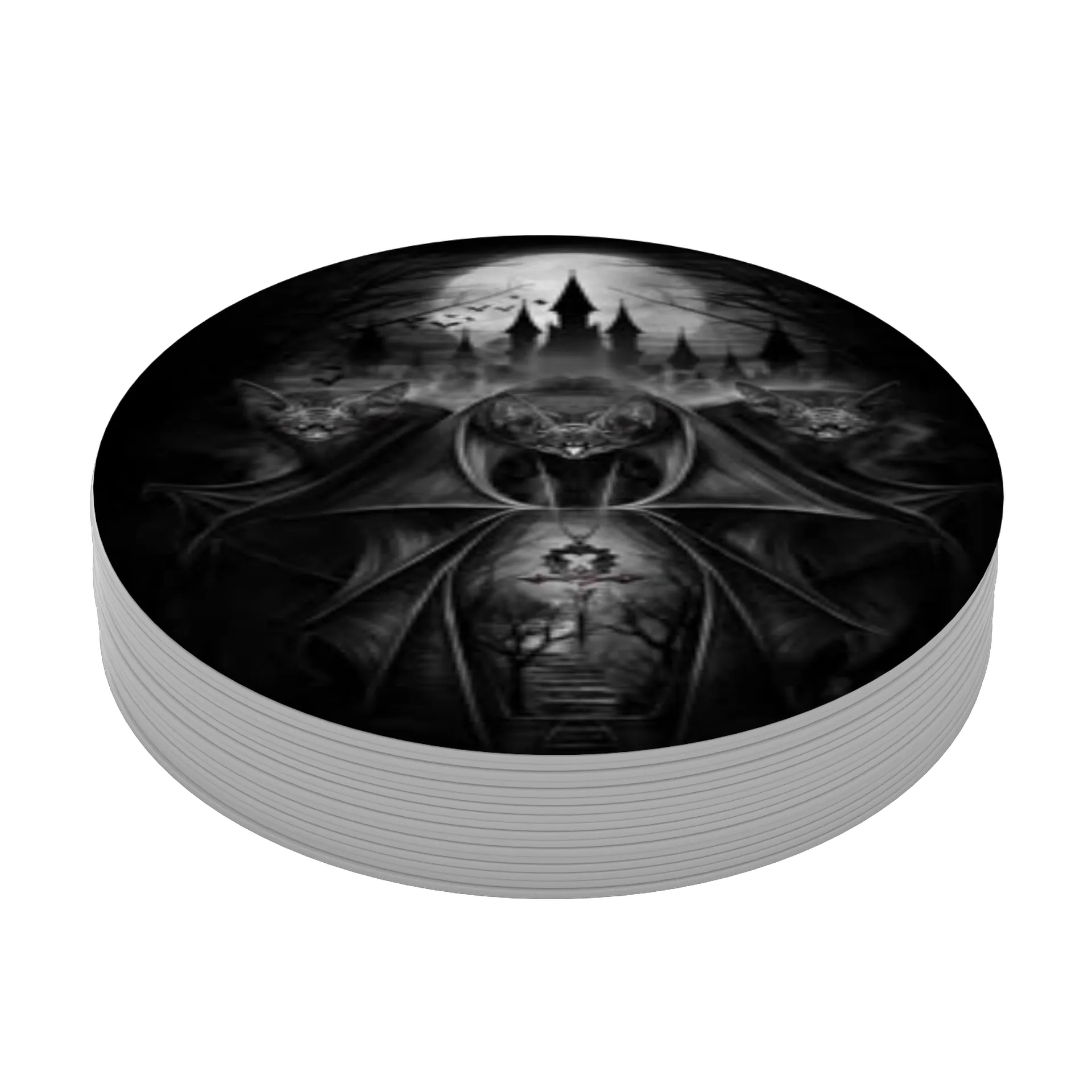 Porta-copo MDF Vampiro Monocromático 10x10cm - Imagem 4