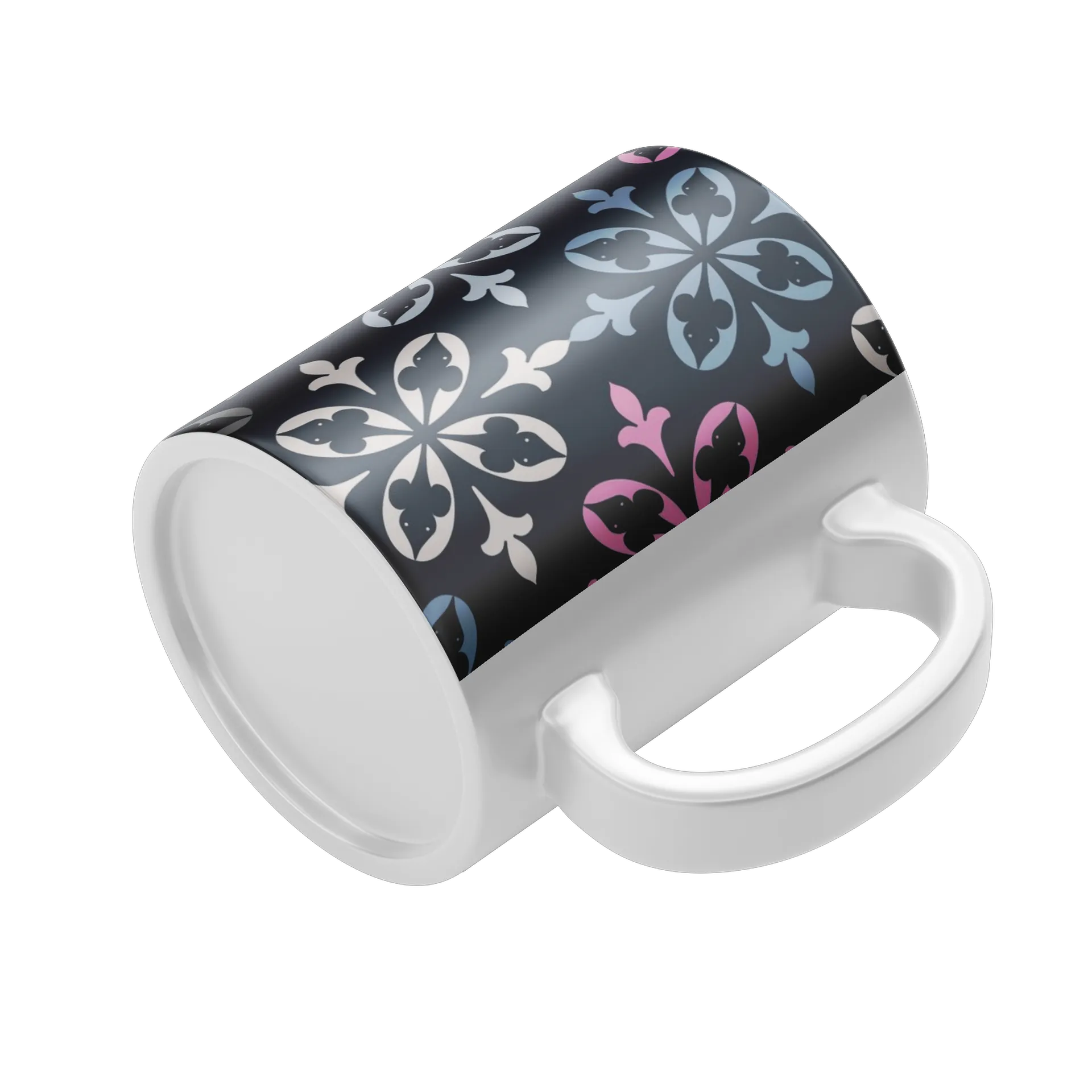 Caneca Estampa Floral Clássica Azul Rosa 325ml - Imagem 4