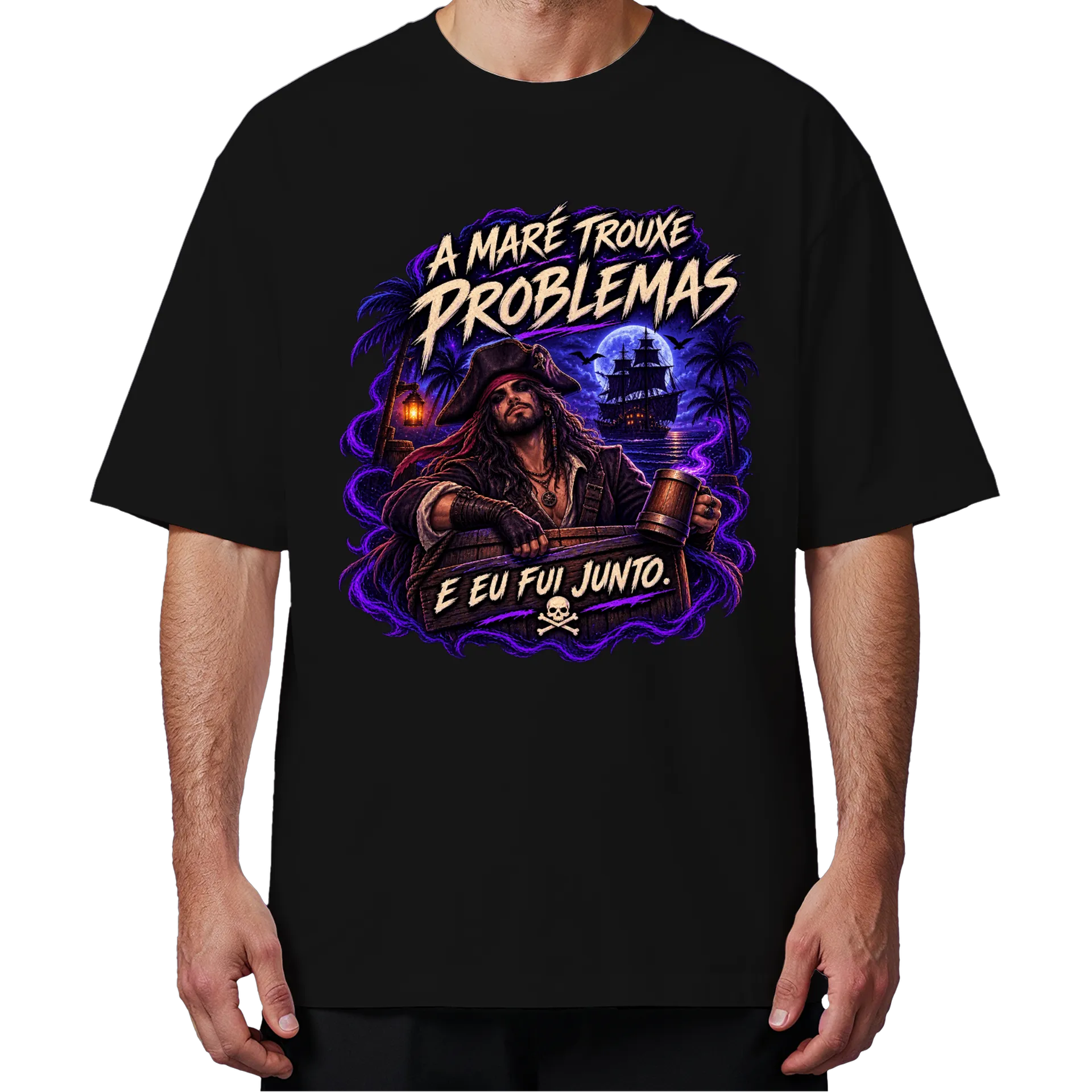 Camiseta Oversized "A Maré trouxe problemas" - Homem - Imagem 4