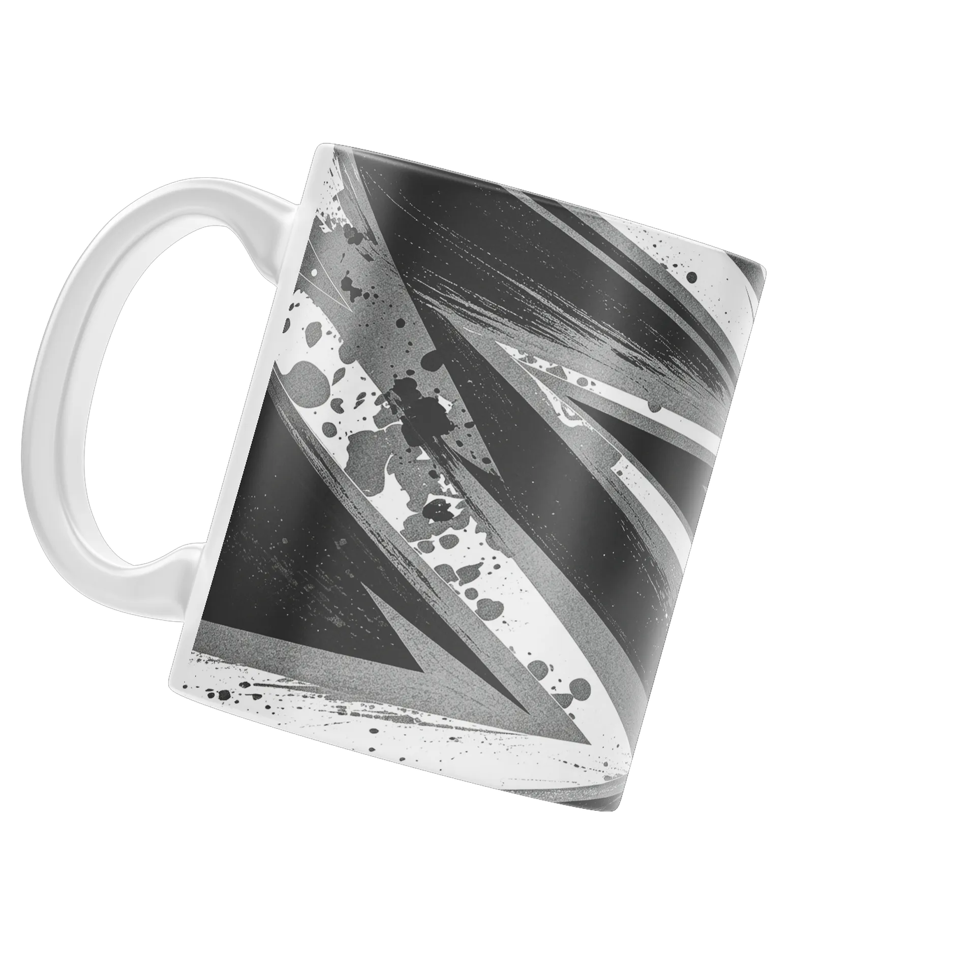 Caneca Porcelana Estampa Abstrata Preto Branco 325ml - Imagem 3