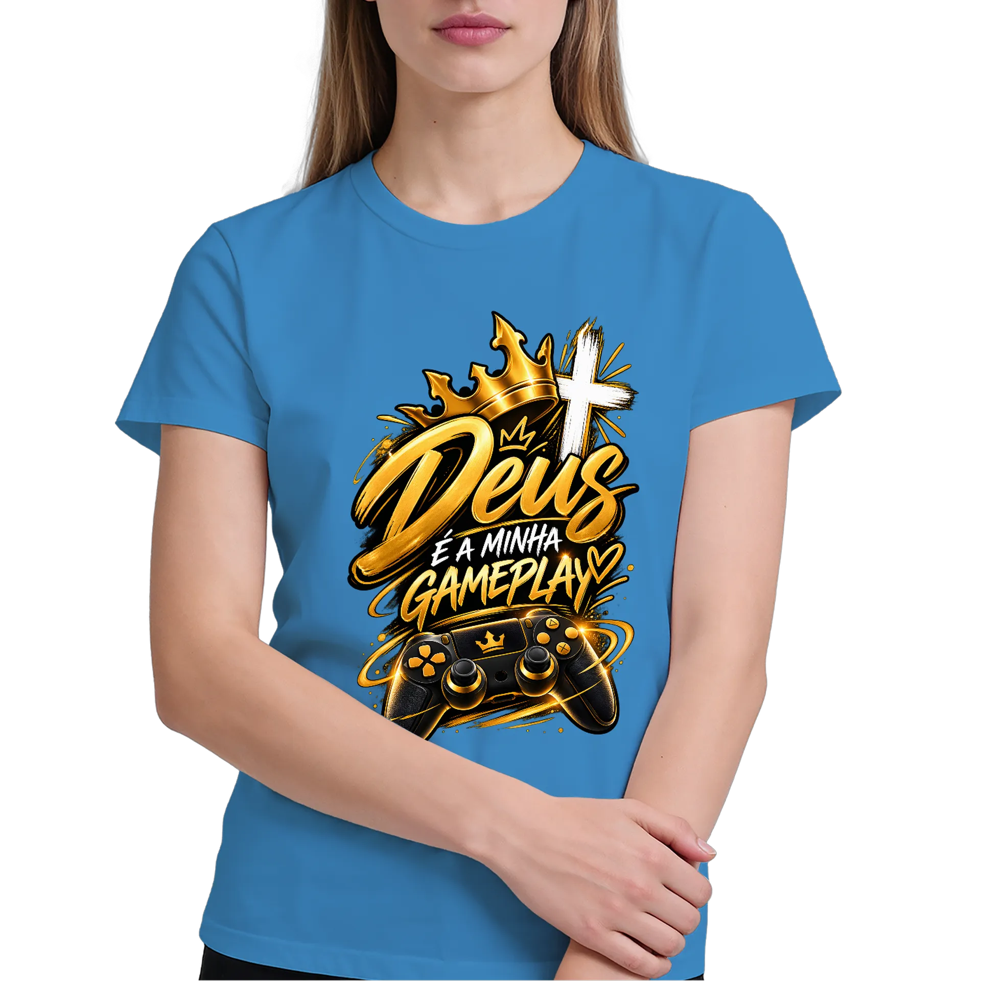 Camiseta Estampa Tipográfica 'Deus é a Minha Gameplay' de LivesDoPapai — imagem 3 de 6