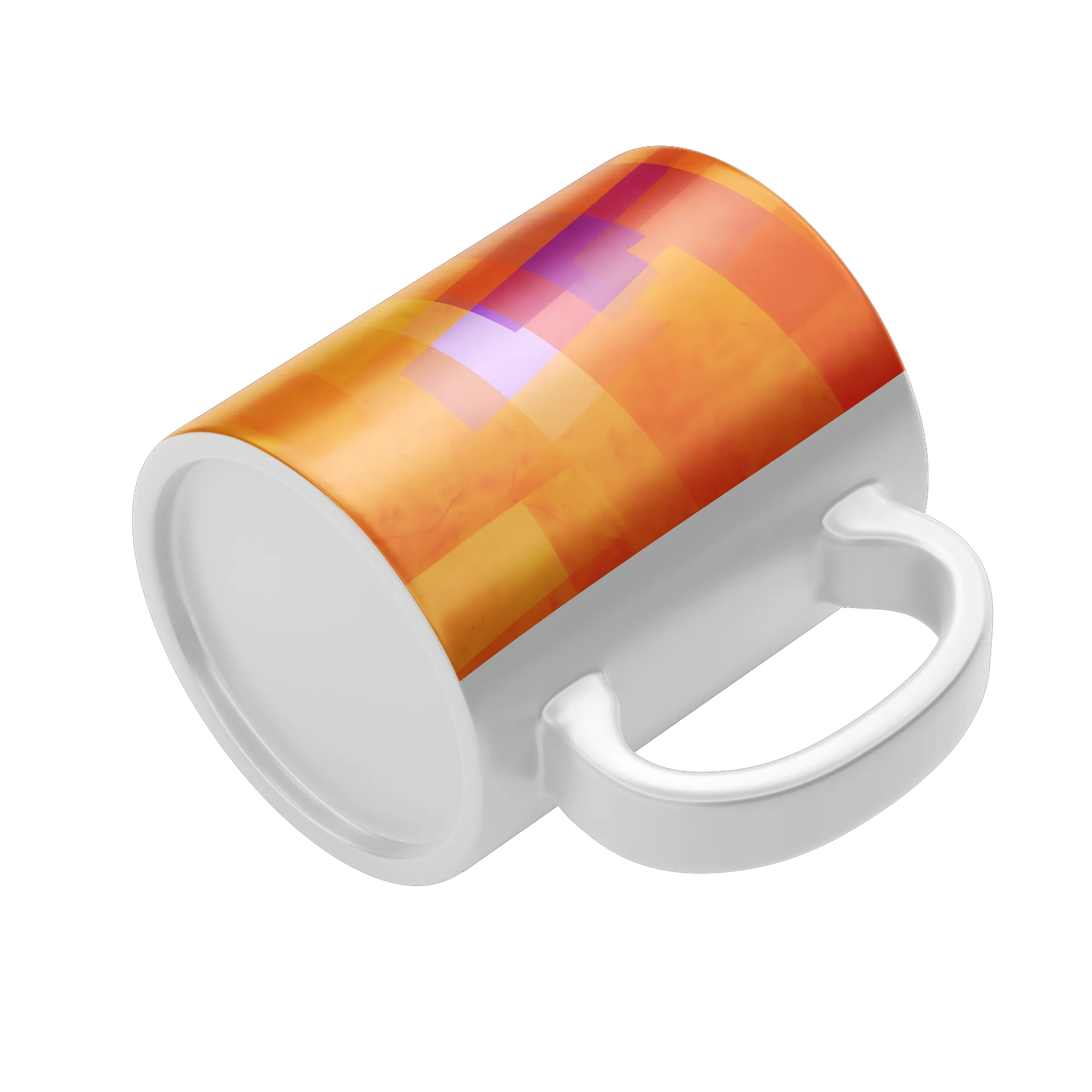 Caneca Porcelana Arte Abstrata Laranja Roxo 325ml - Imagem 4
