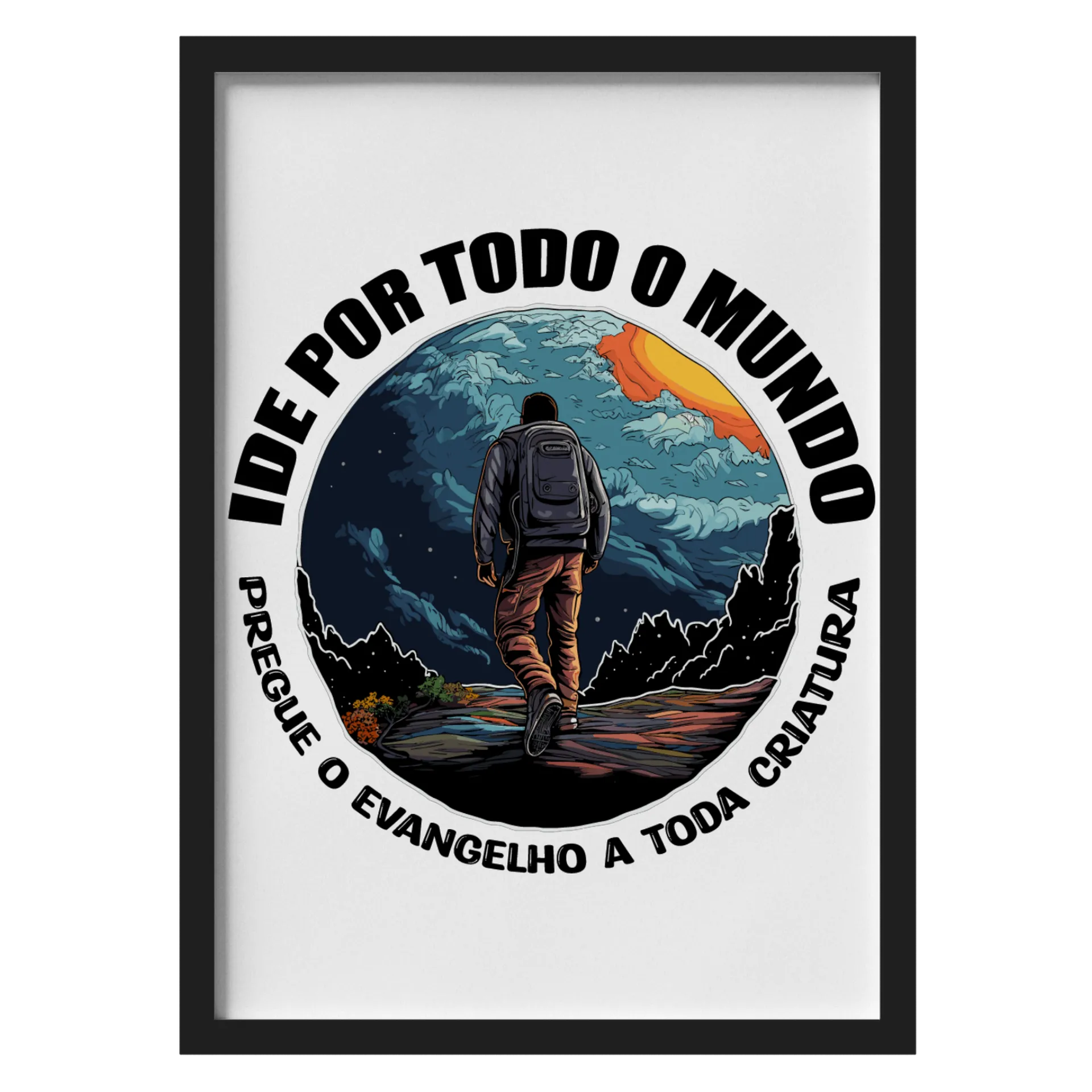 Quadro Caminhante Paisagem Montanha A3 - Imagem 1