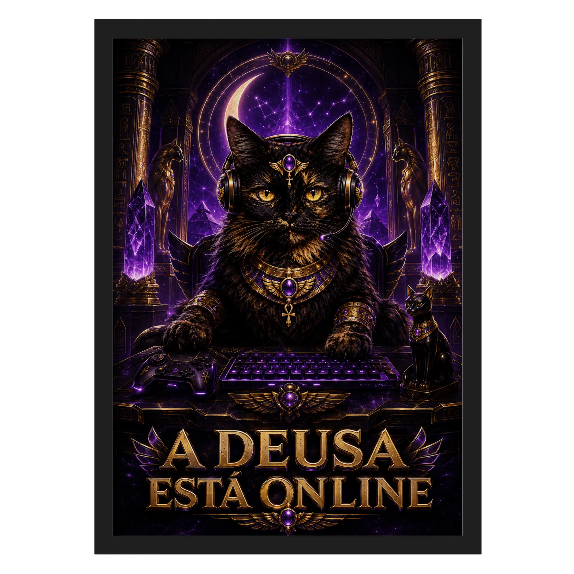 Quadro A3 Gamer A Deusa Está Online com Moldura de HeyBastet — imagem 1 de 3