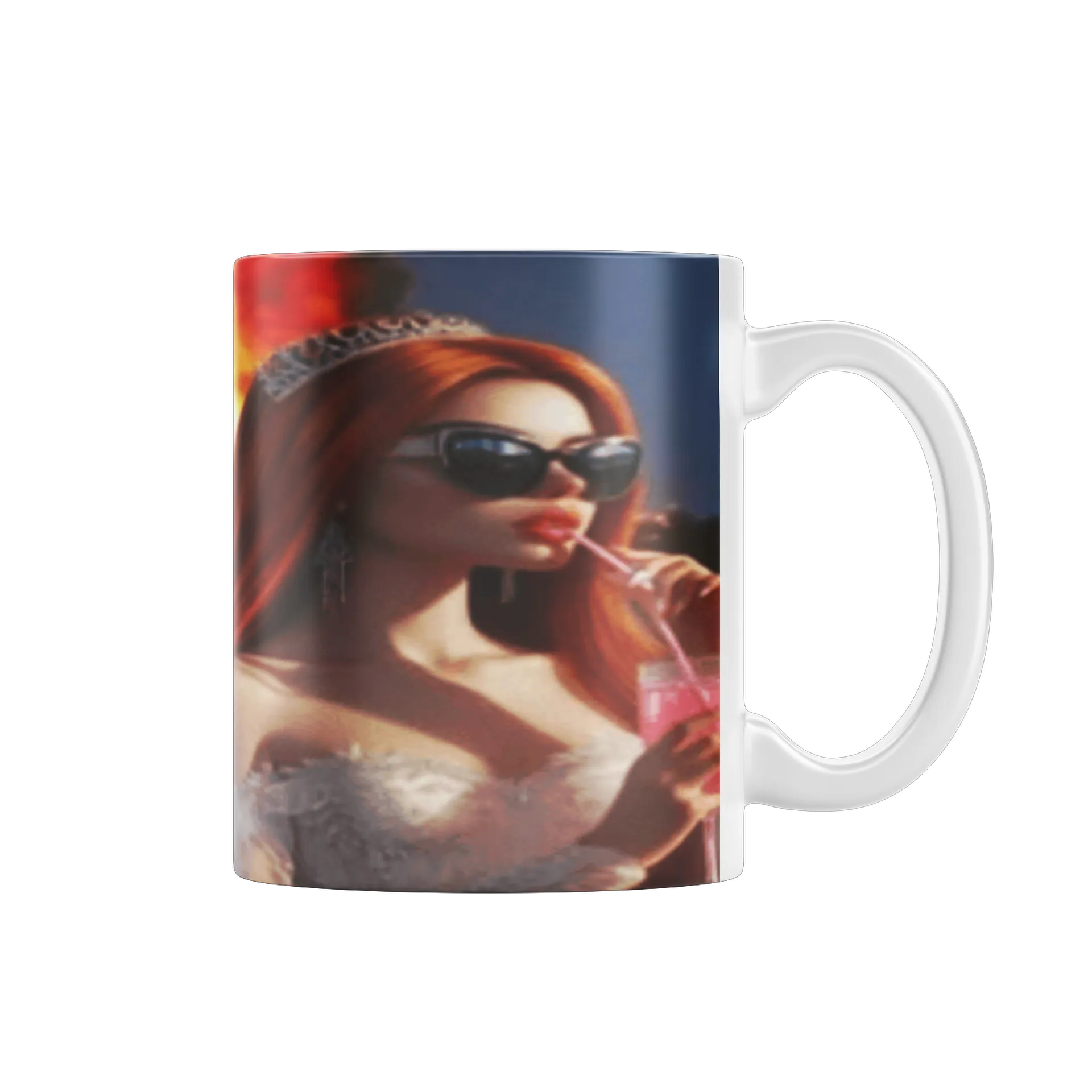 Caneca Porcelana Mulher Ruiva com Óculos e Explosão 325ml de Garagem ruiva — imagem 1 de 4