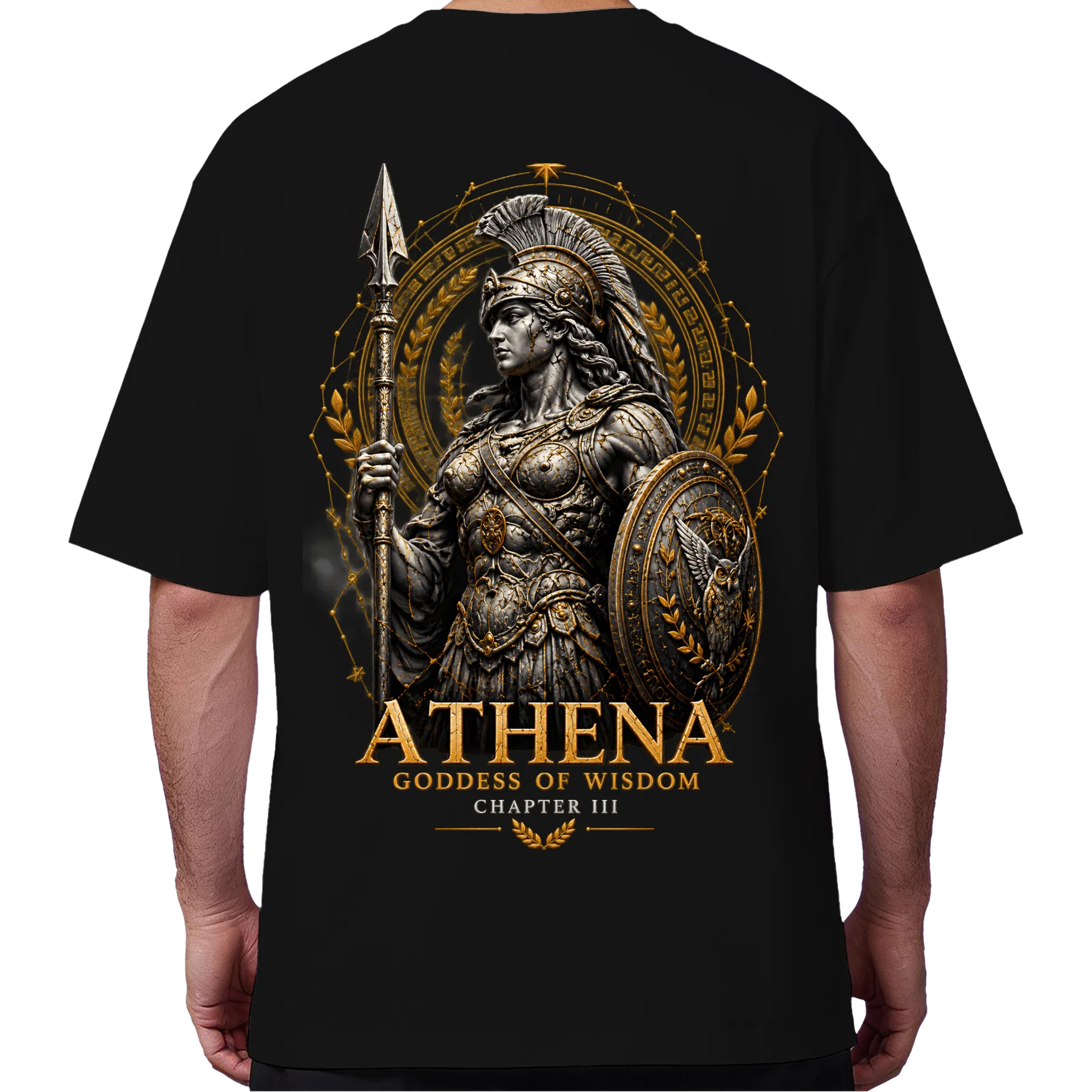 Oversized Atena Guerreira Estilo Realista Dourado - Imagem 6