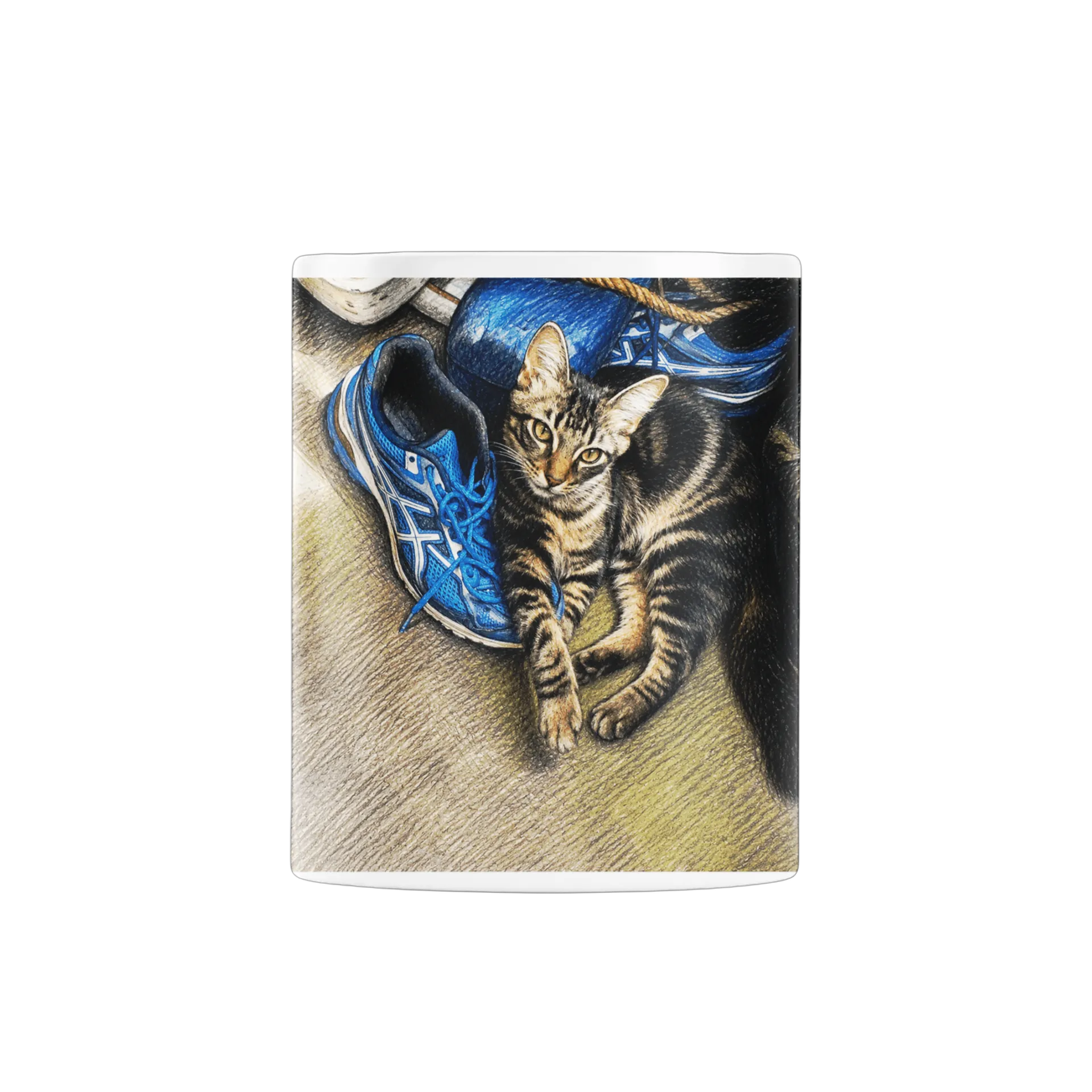 Caneca Porcelana Gato Listrado Azul 325ml - Imagem 3