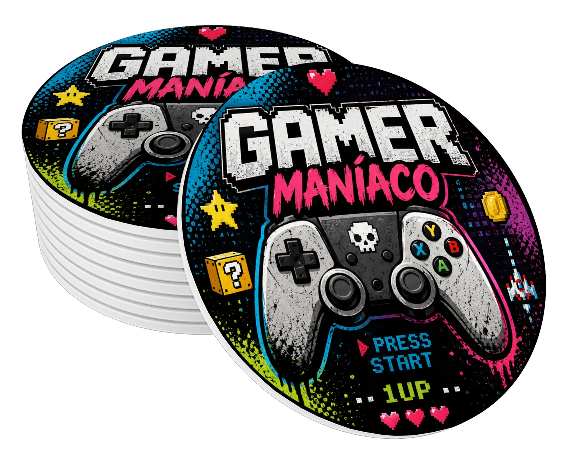 Porta-copo GAMER MANÍACO Controle Estilo Pixel MDF de PRISMA GAMER — imagem 1 de 3