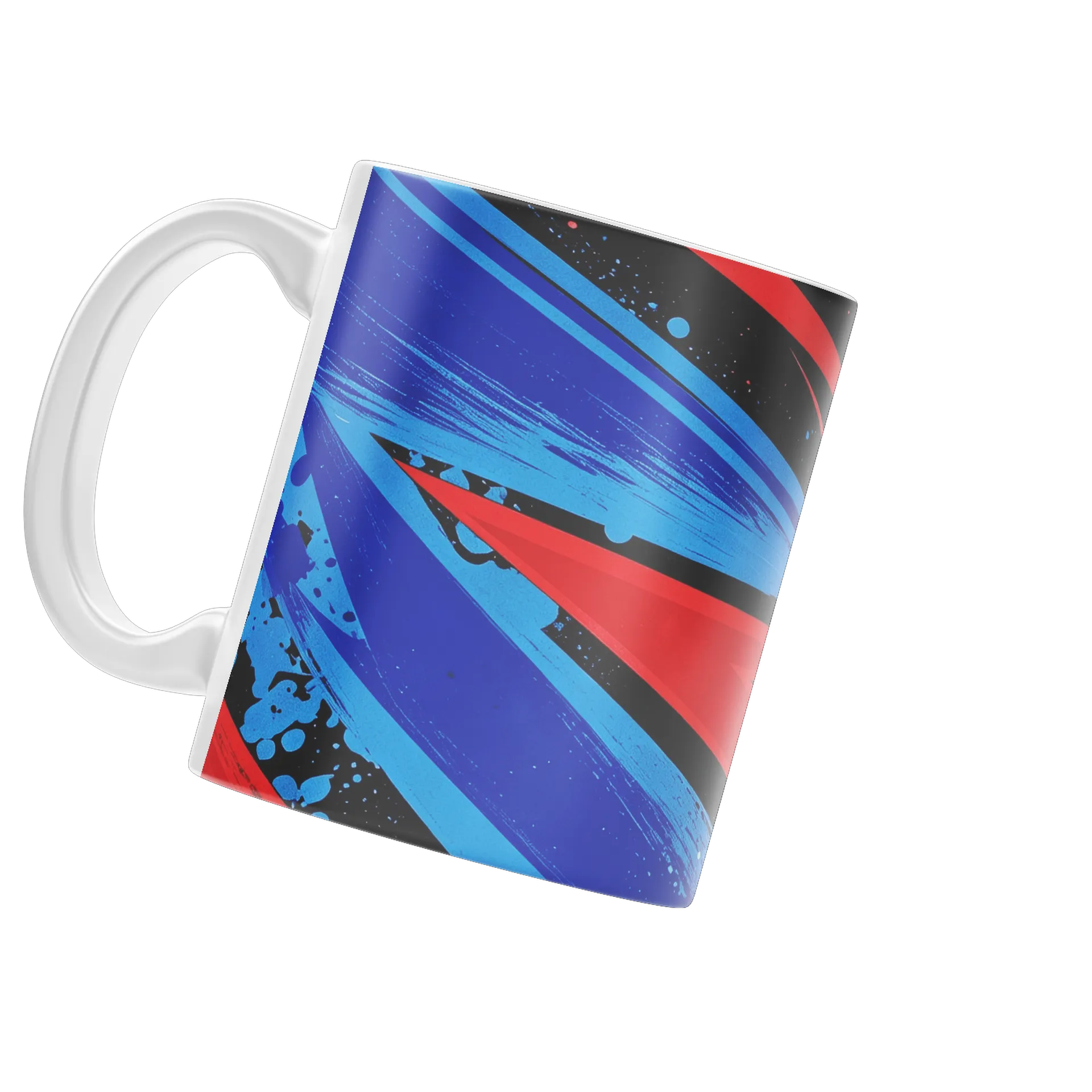 Caneca Porcelana Abstrato Azul Vermelho 325ml de Xenovoid Studio 👽 — imagem 3 de 4