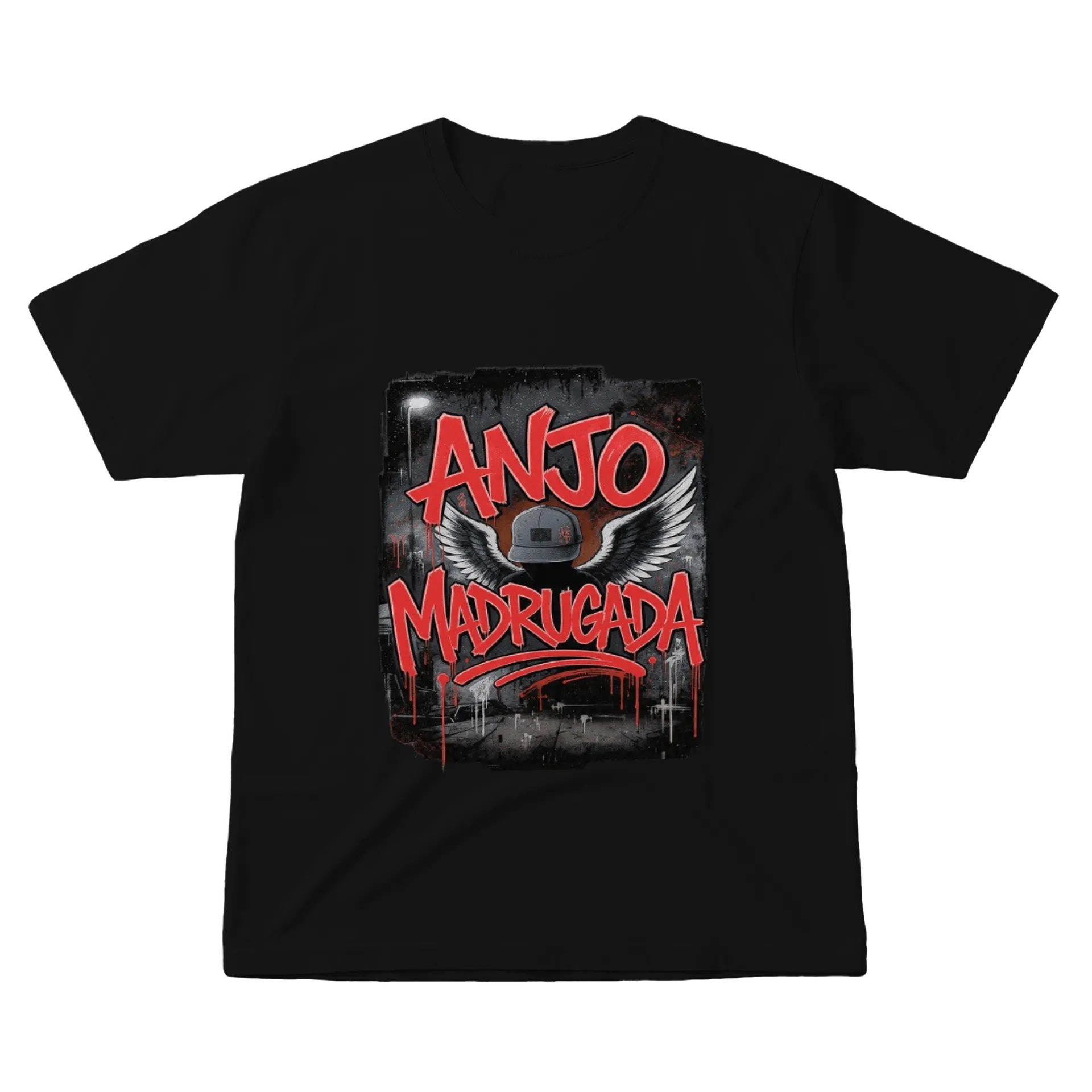 Camiseta Anjo Madrugada Estampa Grafite 100% Algodão de Tamara