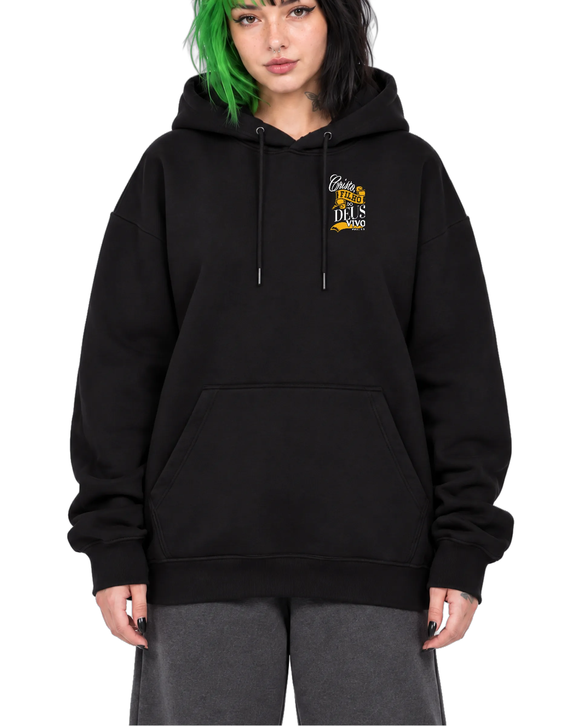 Blusa Moletom Canguru Estampa Tipográfica Laranja e Branca de PUBLI UP  — imagem 1 de 6