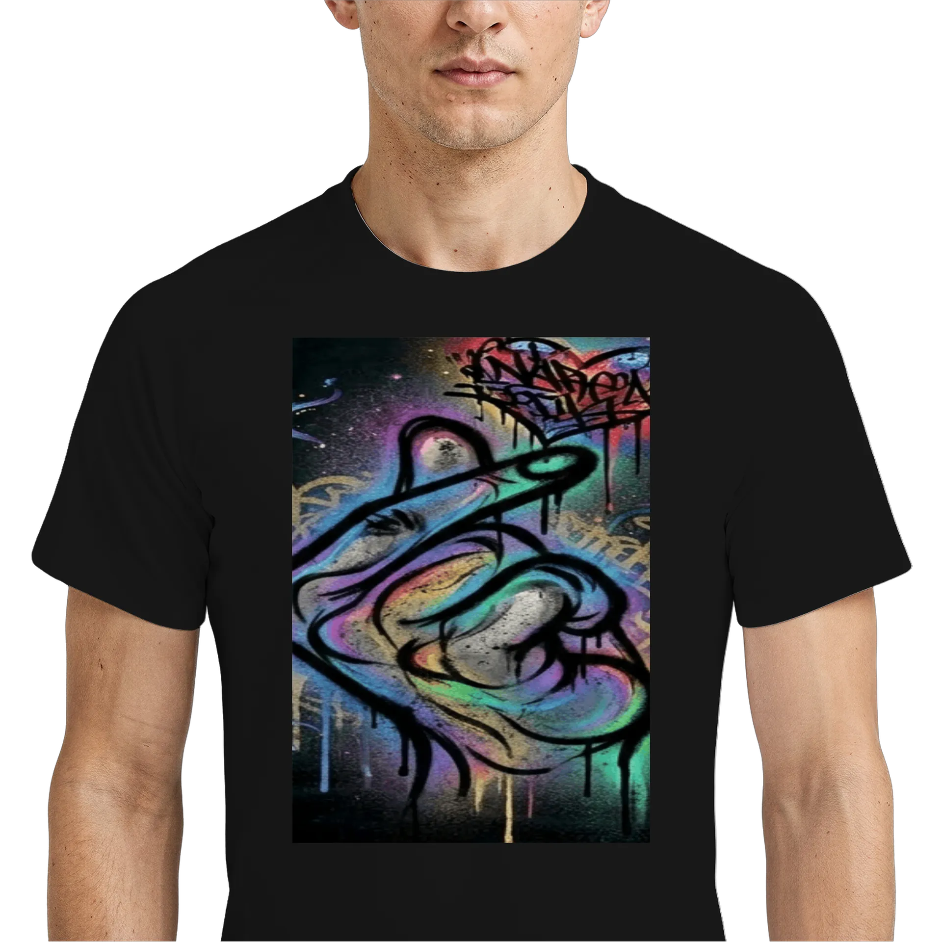 Camiseta Dry Fit Rosto Abstrato Graffiti Colorido Respirável - Imagem 4