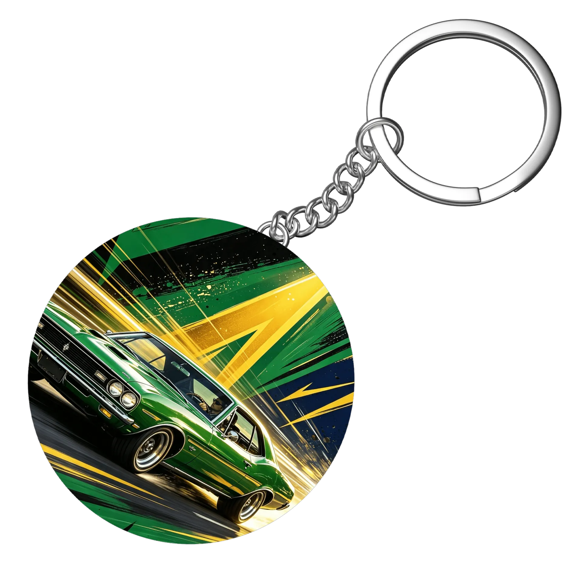 Chaveiro MDF Carro Clássico Verde Estampa Neon Arquivo de Xenovoid Studio 👽 — imagem 3 de 3