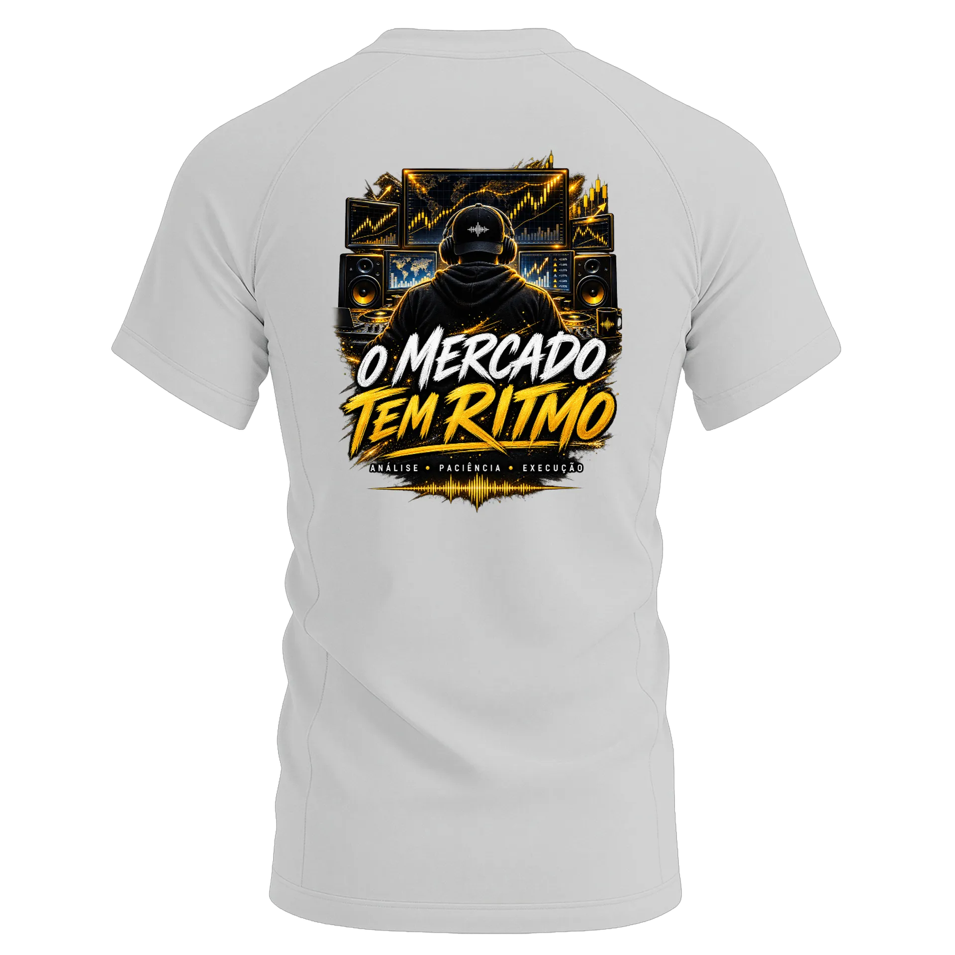 Camiseta Dry Fit O Mercado Tem Ritmo 100% Poliéster de UM DJ NA BOLSA — imagem 2 de 6