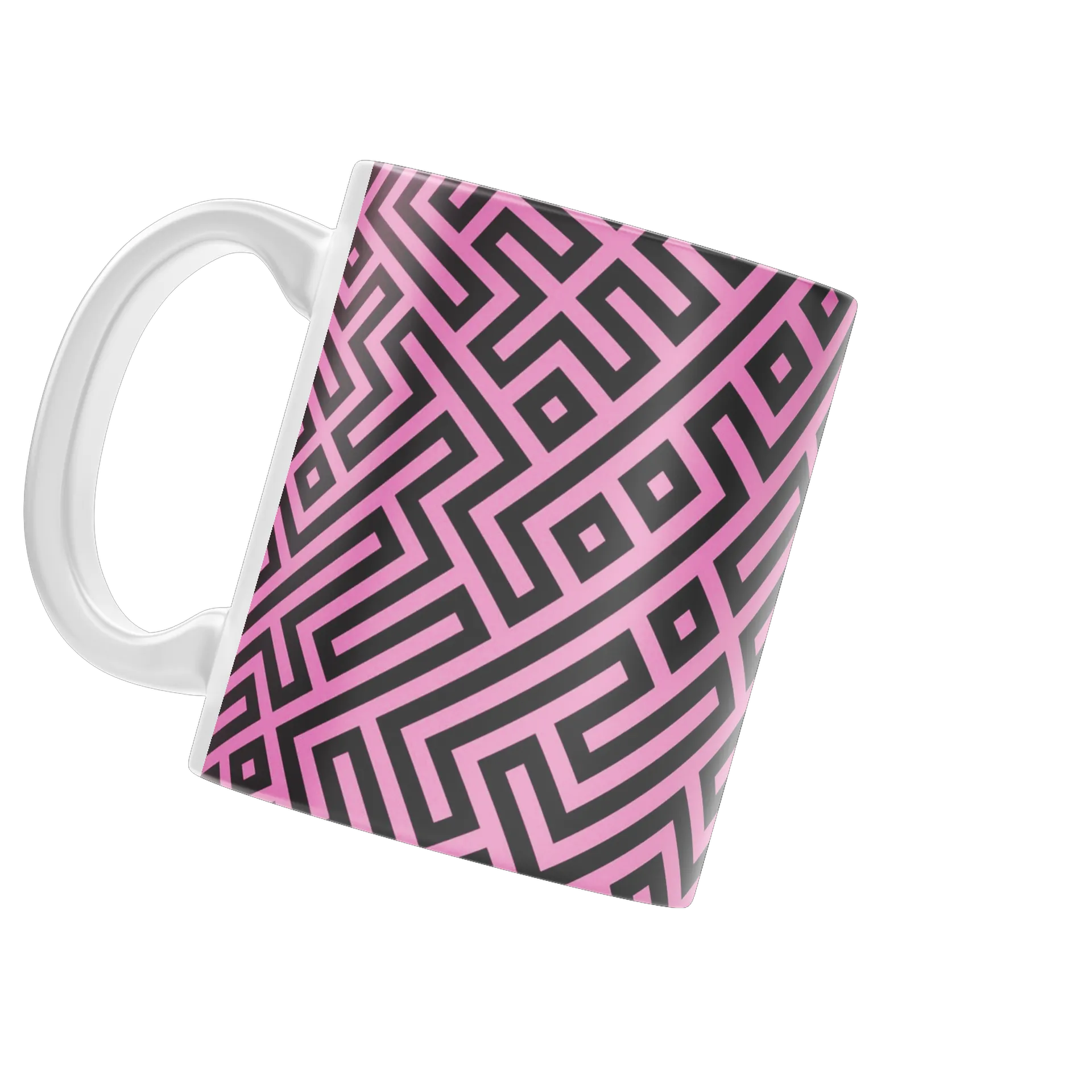 Caneca Padrão Estampa Geométrica Rosa Preto 325ml - Imagem 3