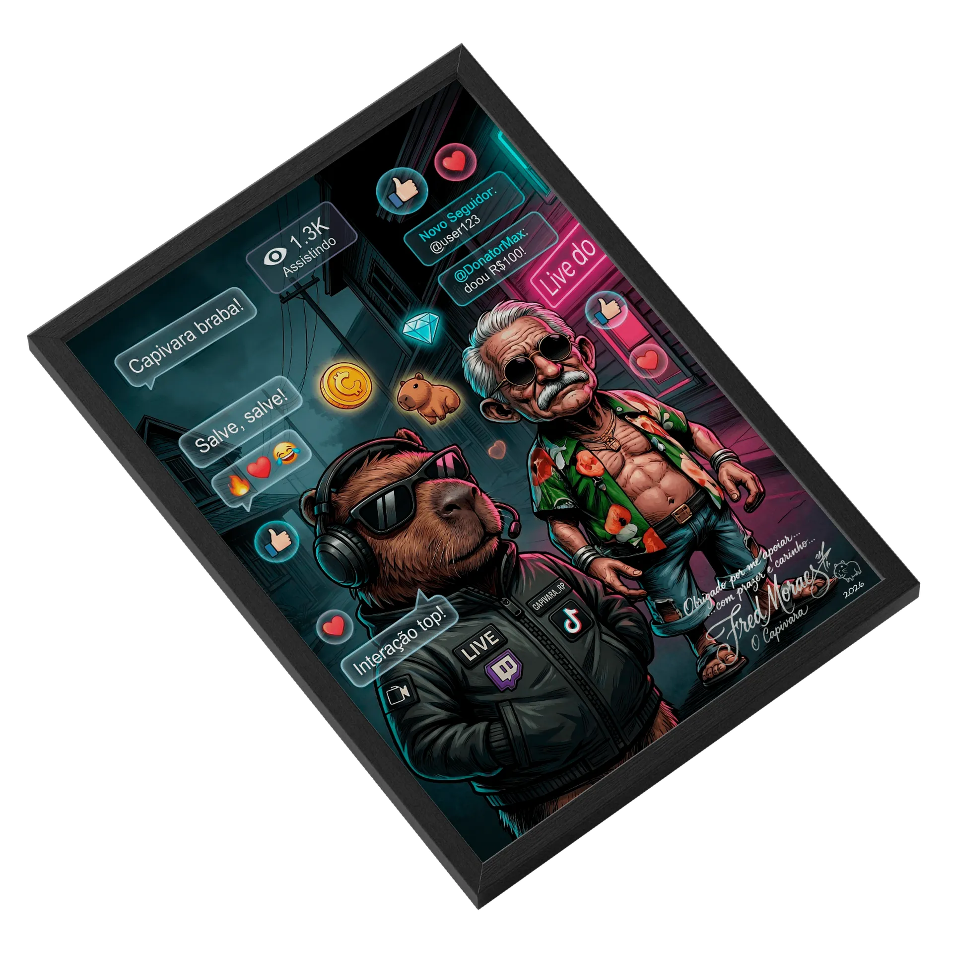 Quadro Personalizado A3 MDF e Vidro de Capivara_RP