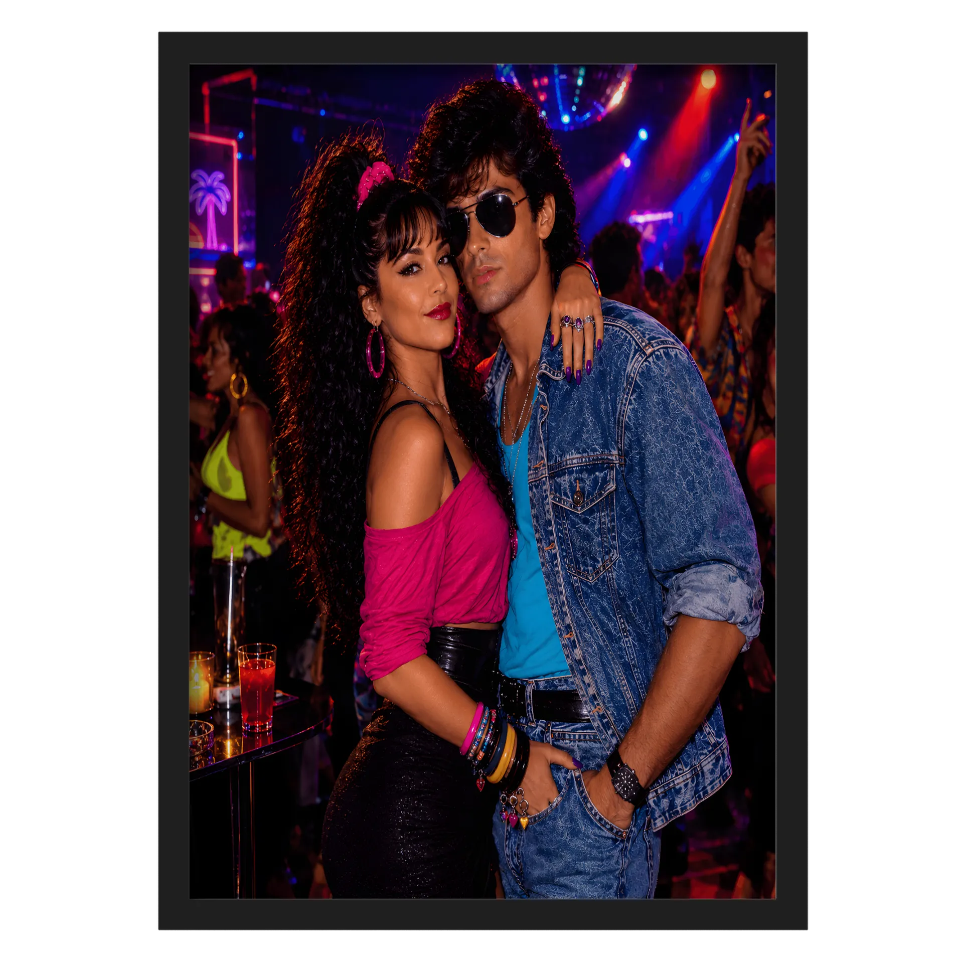 Quadro Clube Neon Dance A3 MDF e Vidro - Imagem 1