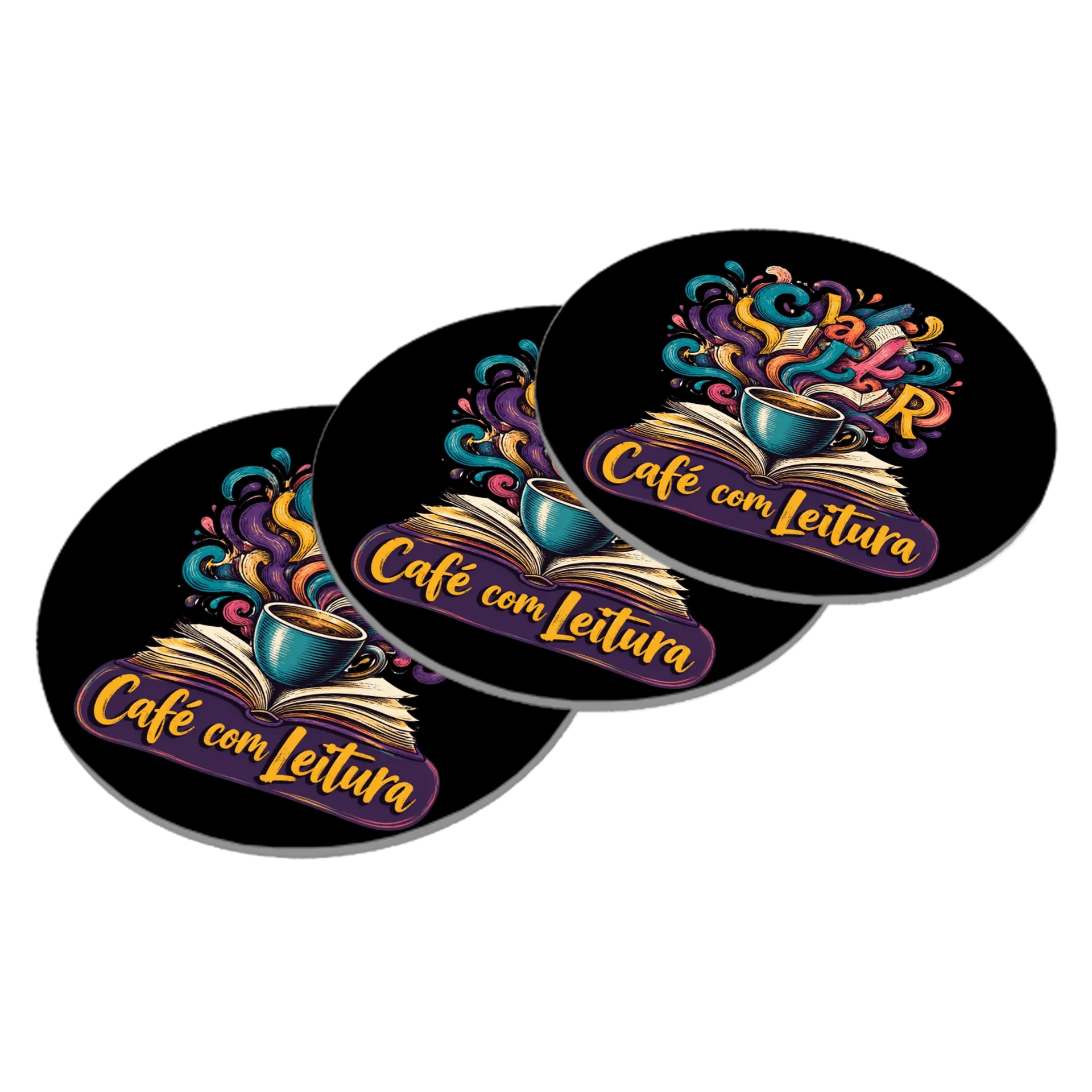 Porta-copos personalizado Café com Leitura de Henrique Freitas — imagem 2 de 3