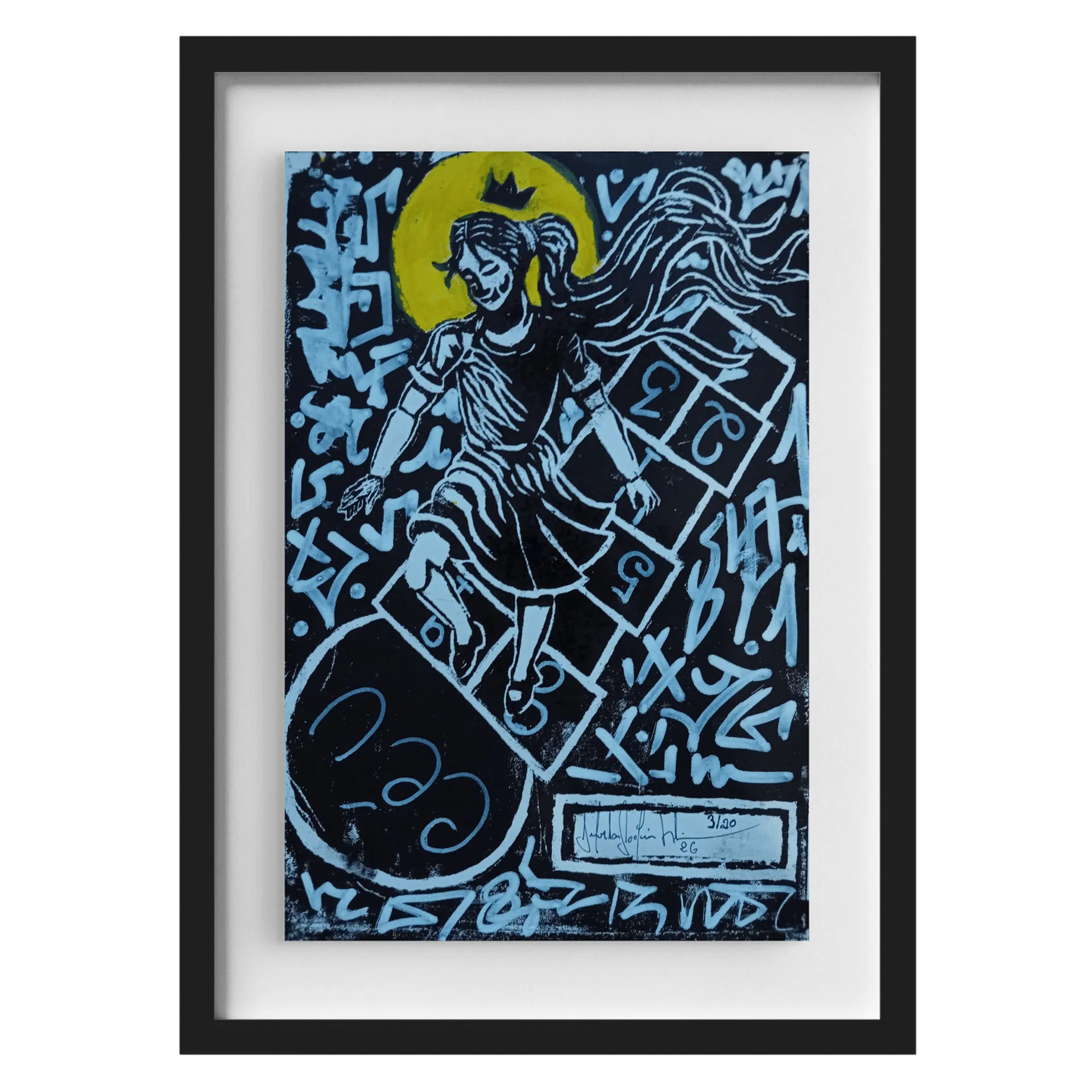 Quadro A3 A Pequena Rainha da Amarelinha Com Vidro - Imagem 1