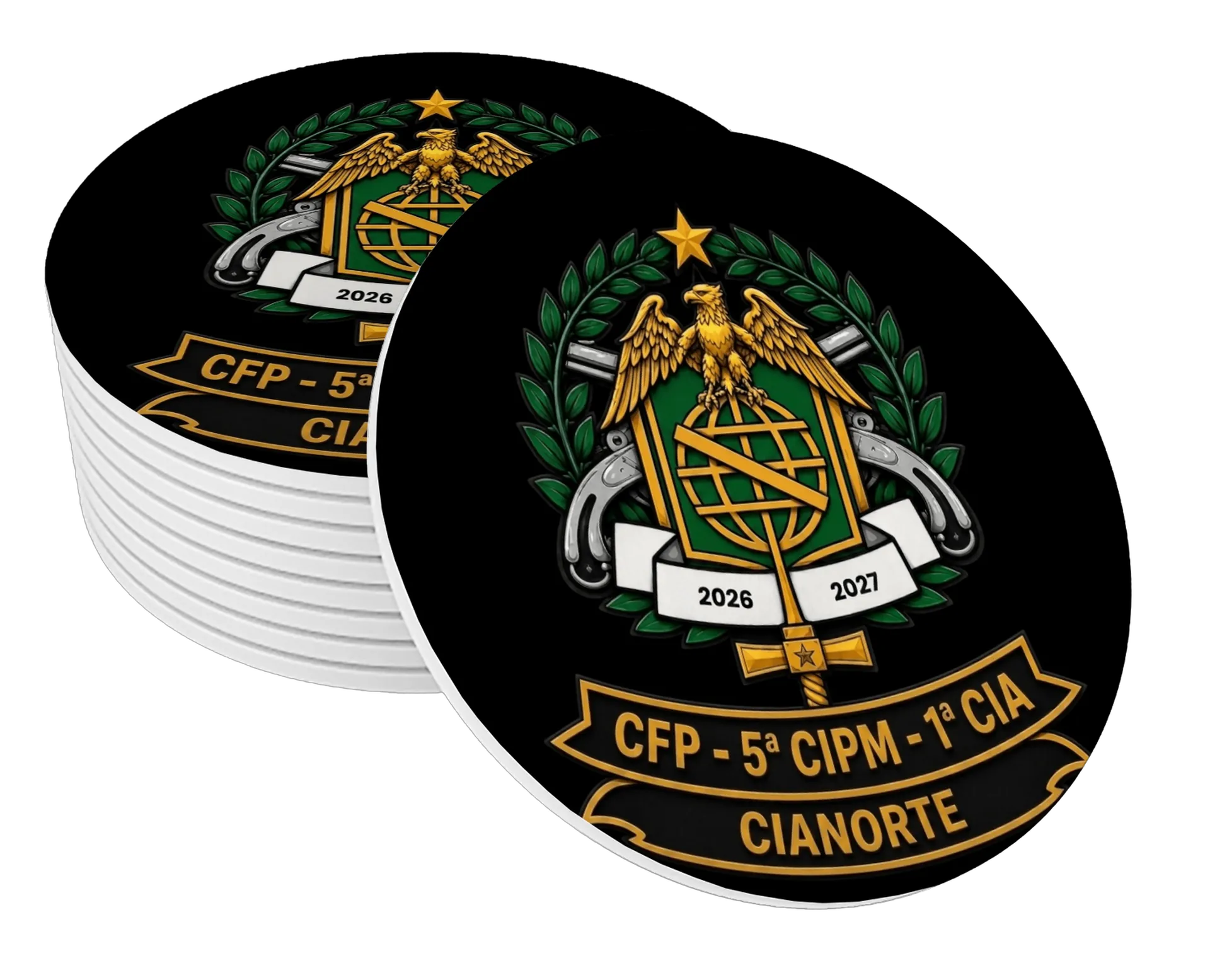 Porta-copo Brasão Águia CFP Cianorte MDF - Imagem 1