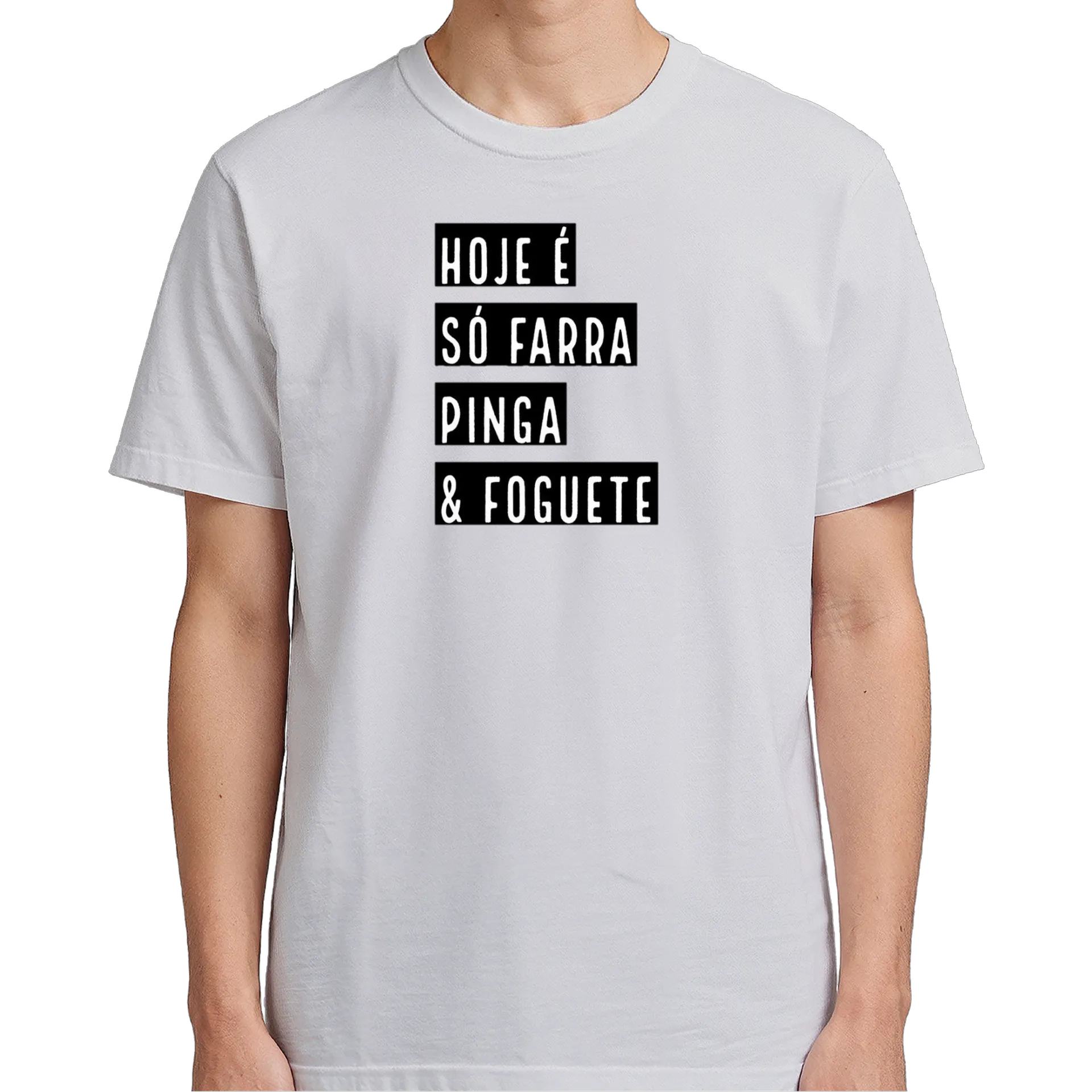 Camiseta Estampa Tipográfica Hoje É Só Farra 100% Algodão - Imagem 5