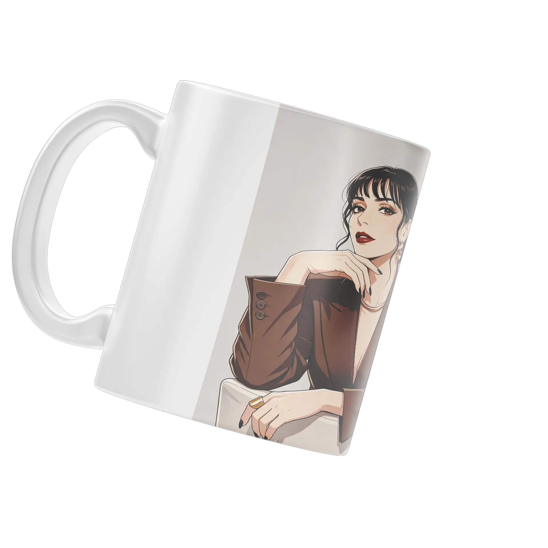 Caneca Porcelana Mulher Elegante 325ml - Imagem 4