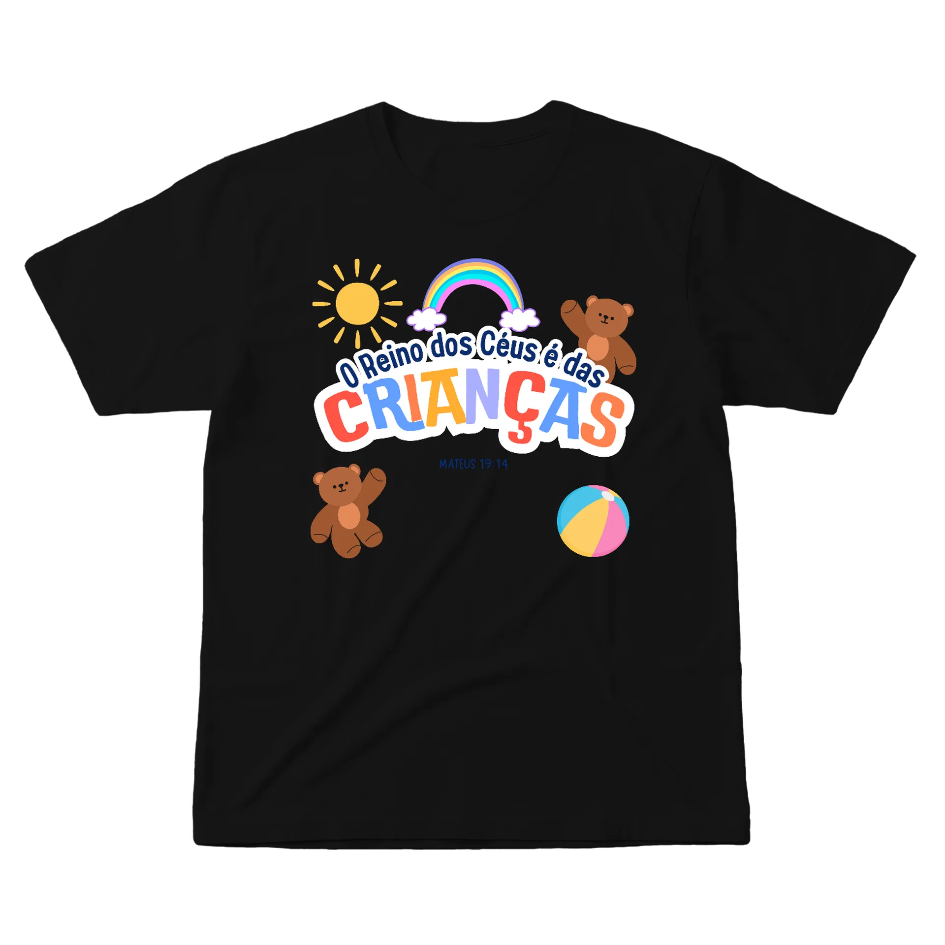 Camiseta Crianças Urso e Sol 100% Algodão - Imagem 1