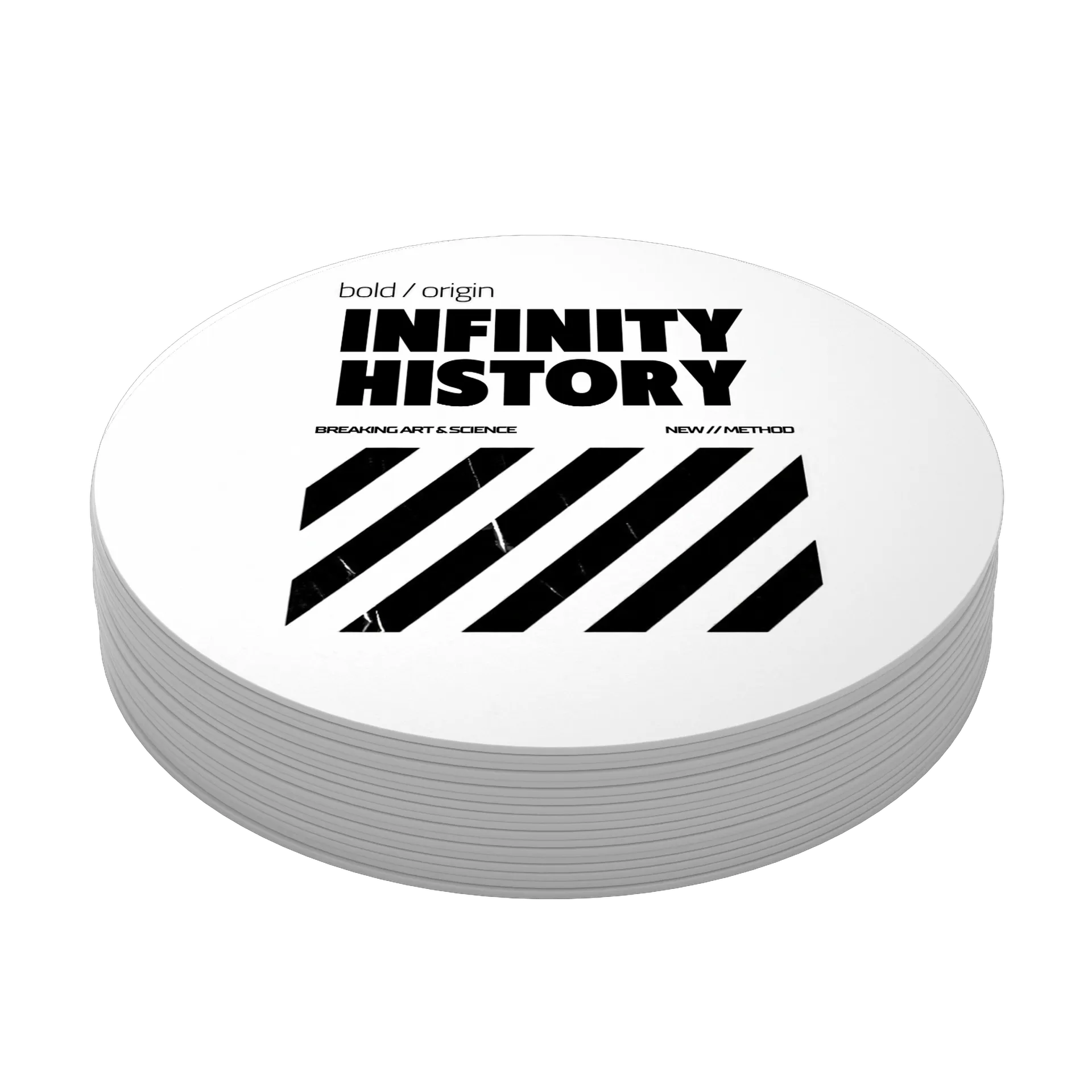 Porta-copo Tipográfico Infinity History Preto e Branco MDF - Imagem 3