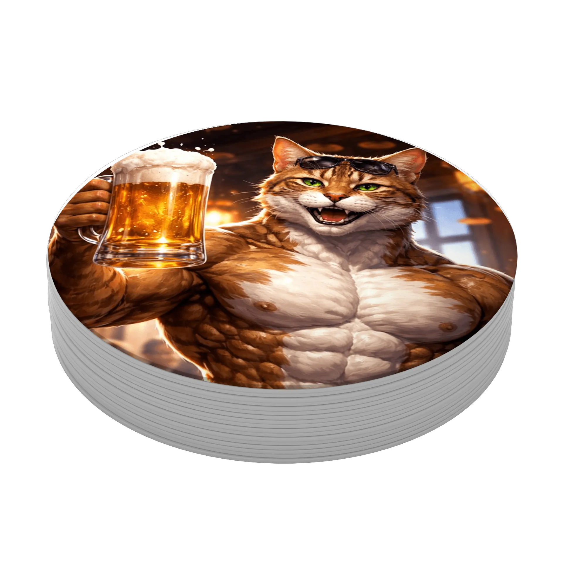 Porta-copo Gato Musculoso com Cerveja MDF de MARCUSVINICIUSVARGAS — imagem 3 de 3