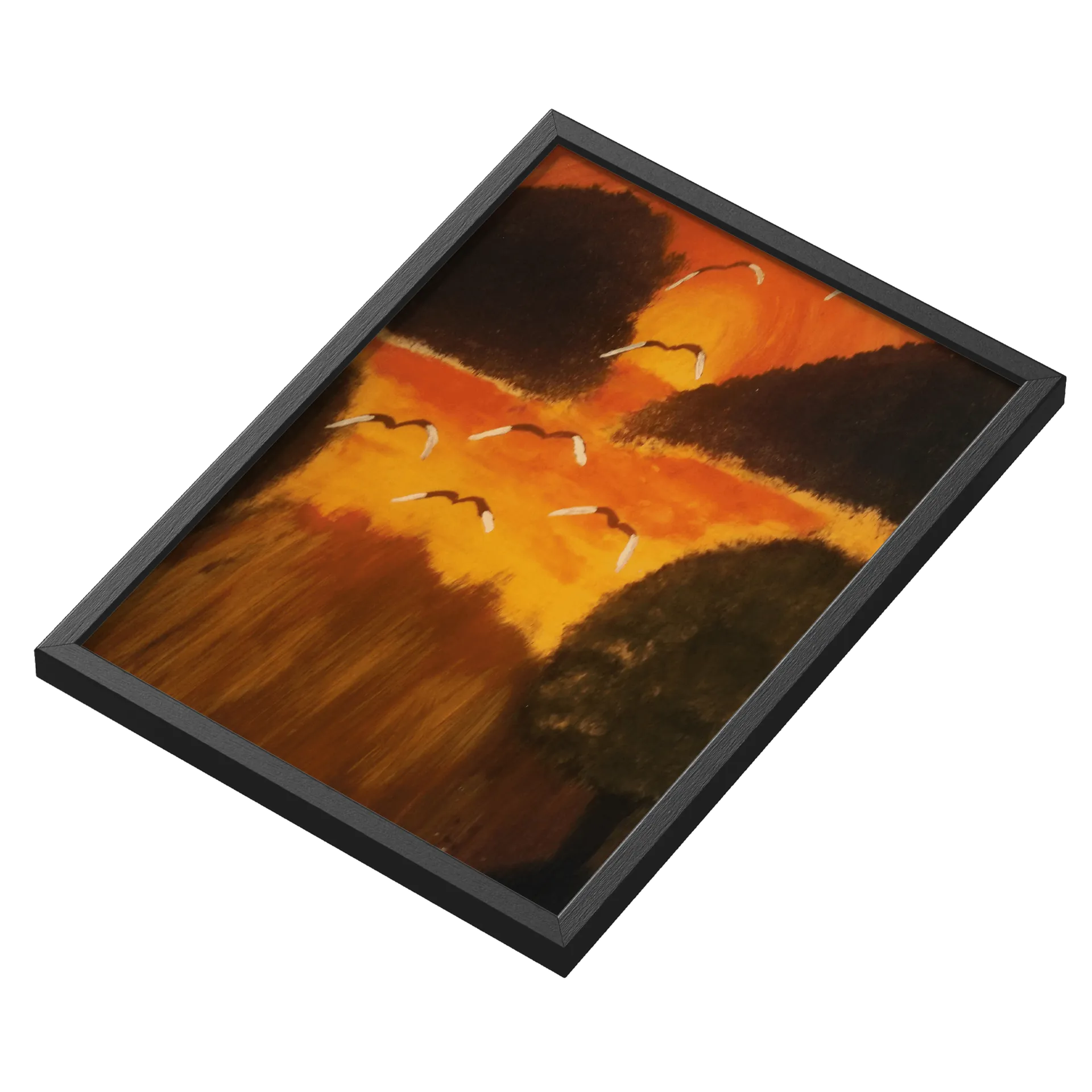 Quadro Paisagem Abstrata Pôr do Sol A3 com Vidro - Imagem 3