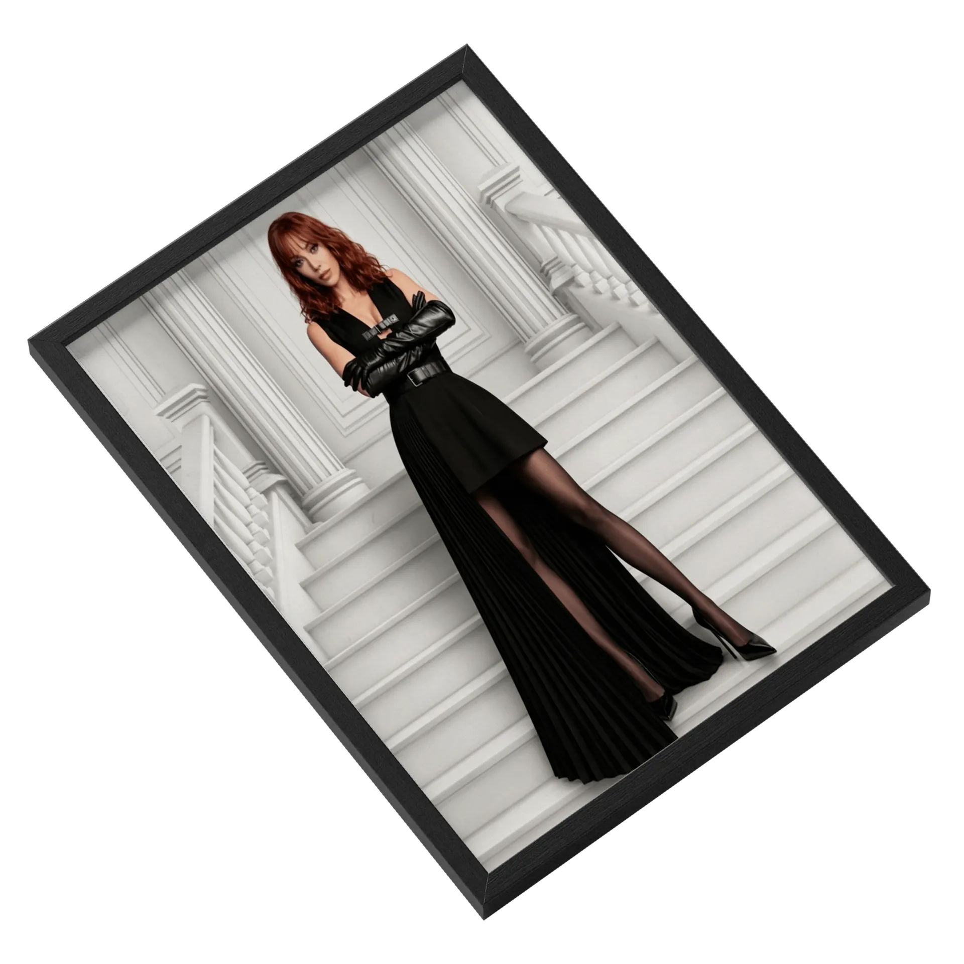 Quadro Retrô Mulher Negra Onça Estampa Preto Branco A3 com - Imagem 2