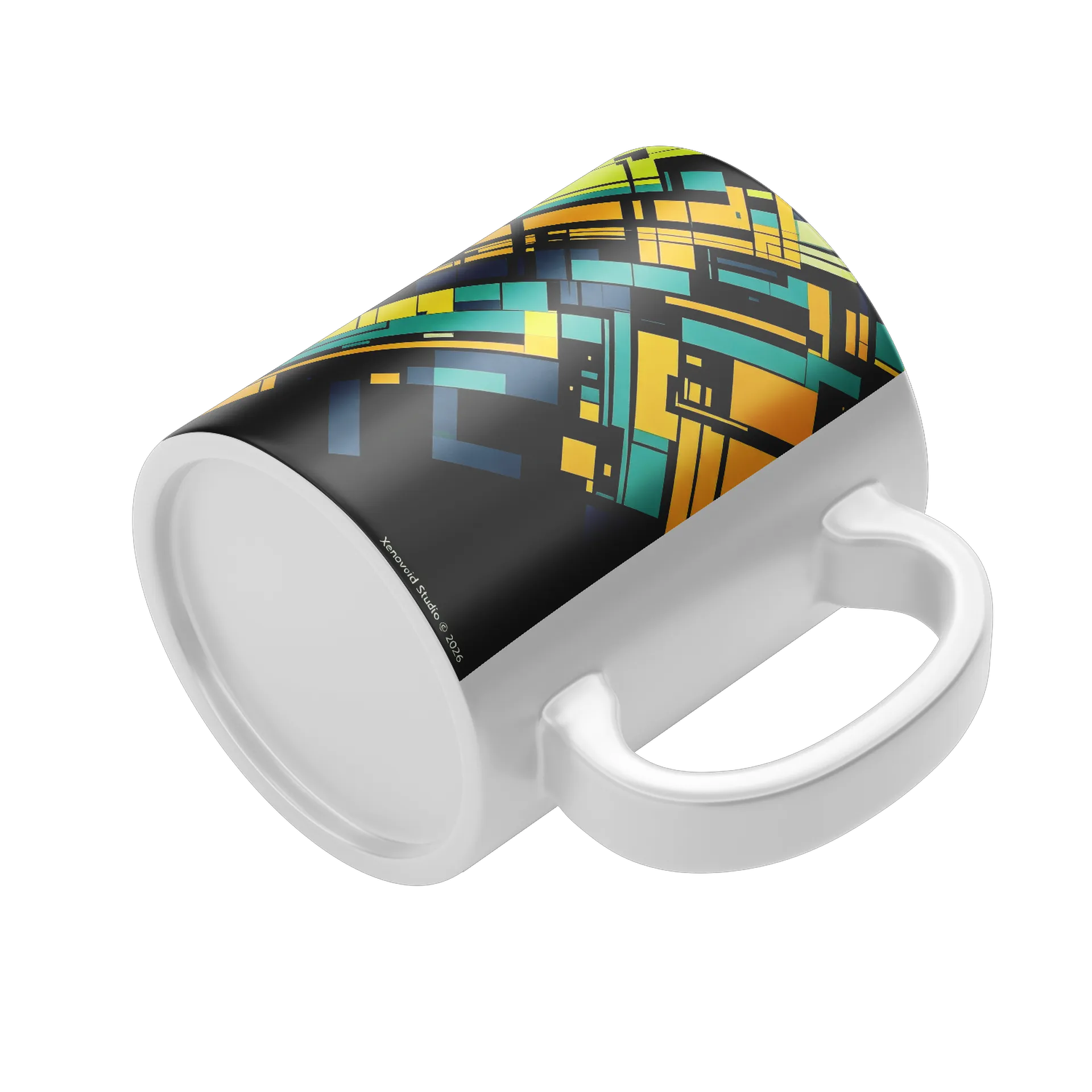 Caneca Cerâmica Geometria Abstrata Amarela 325ml - Imagem 4