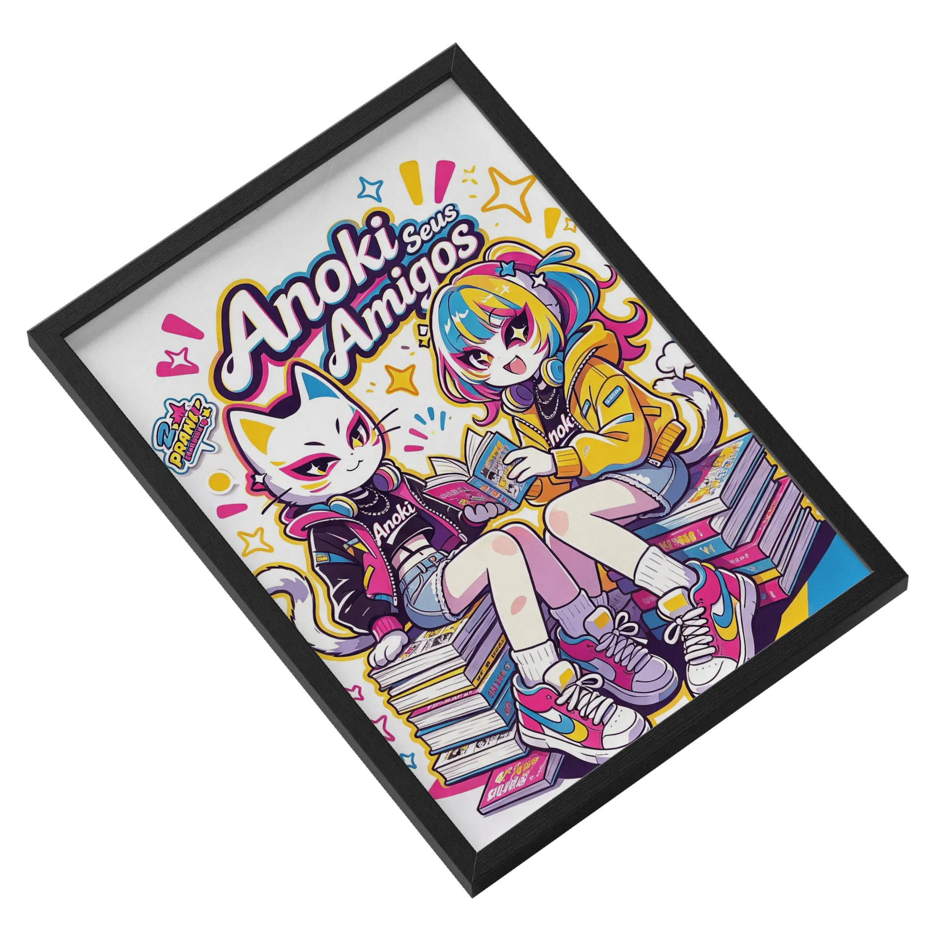 Quadro Anoki Seus Amigos Anime Colorido A3 com Vidro de anoki — imagem 2 de 3