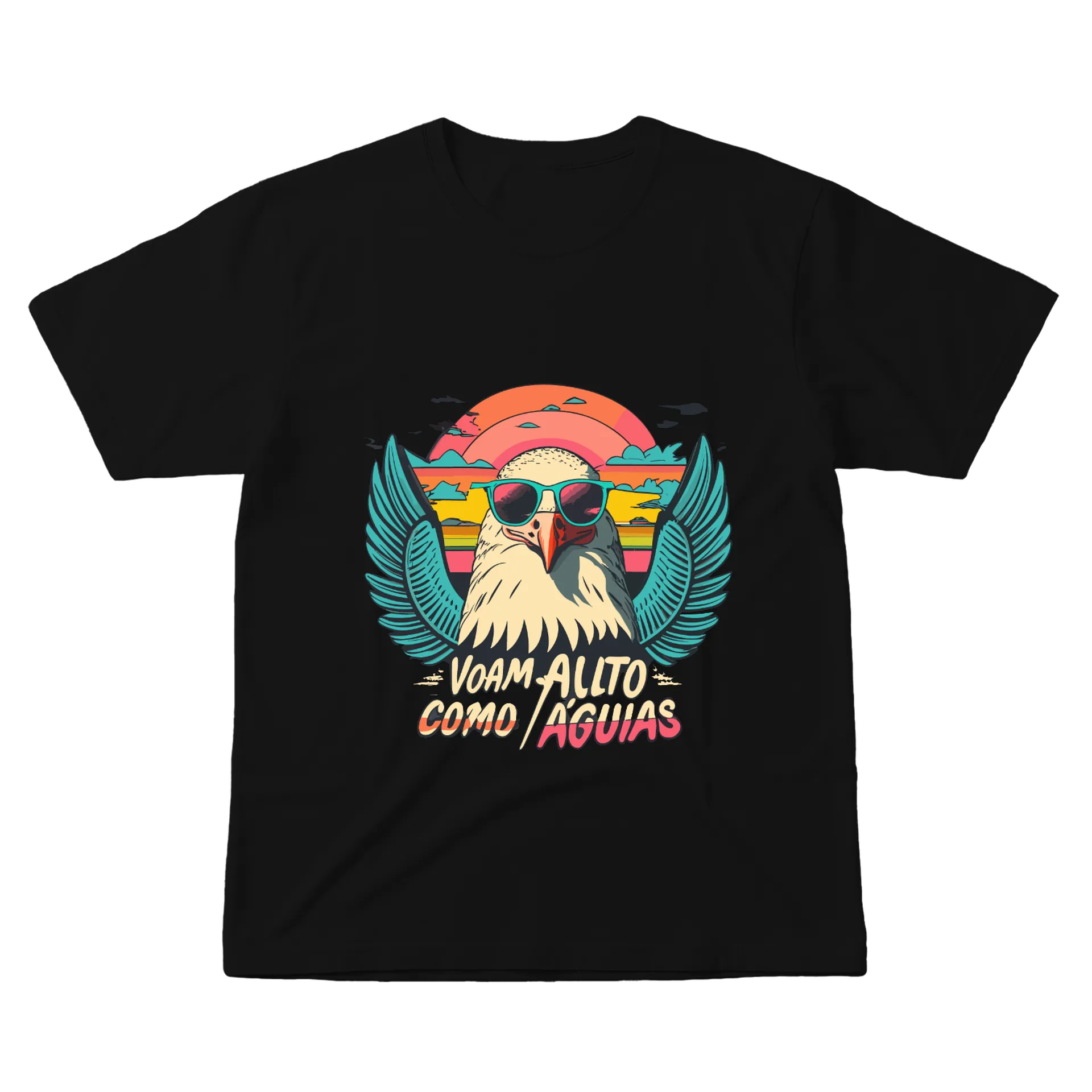 Camiseta Águia com Óculos Estampa Colorida 100% Algodão - Imagem 1