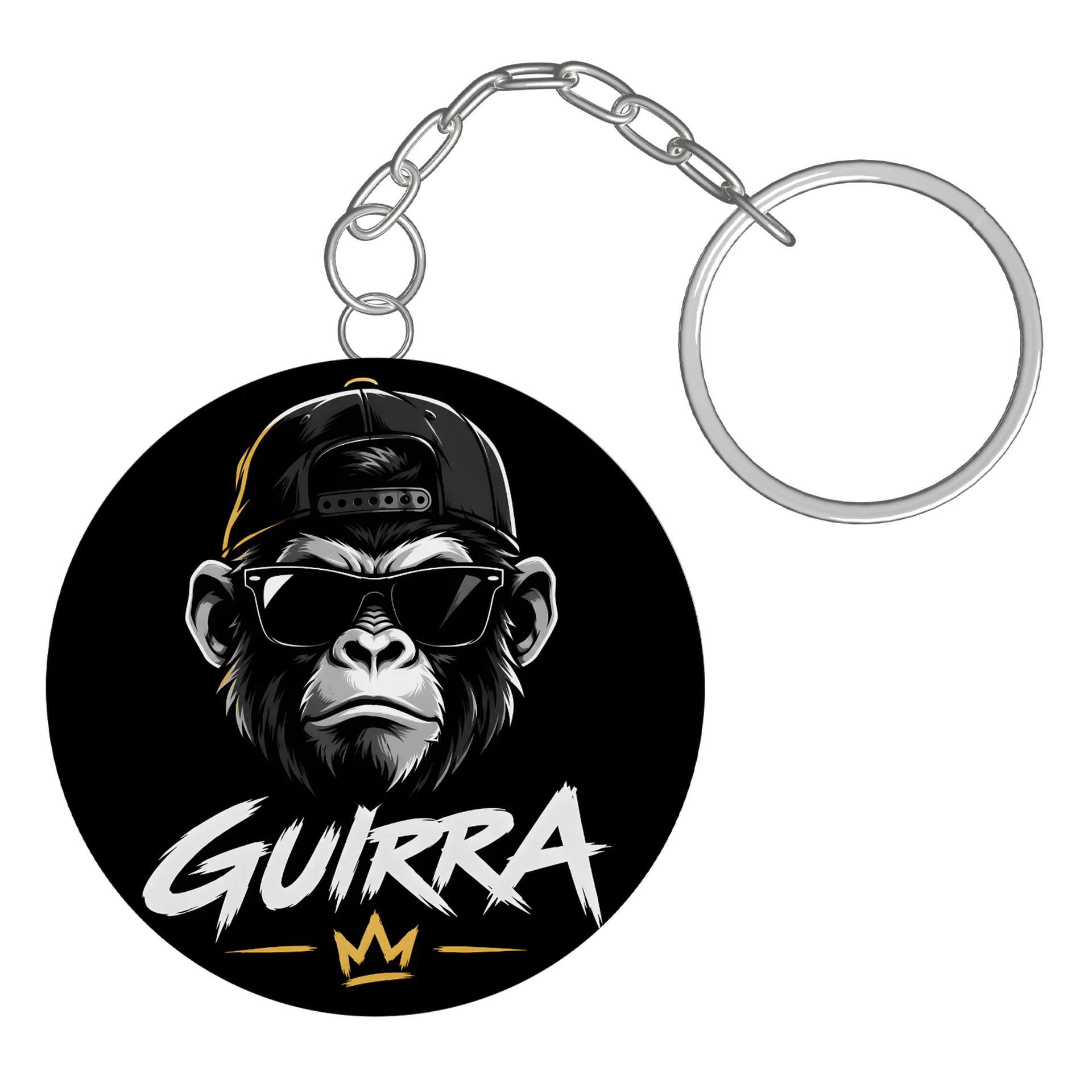 Chaveiro MDF Gorila Estampa Logo Guitarra Leather Crown de Anaclara — imagem 2 de 3