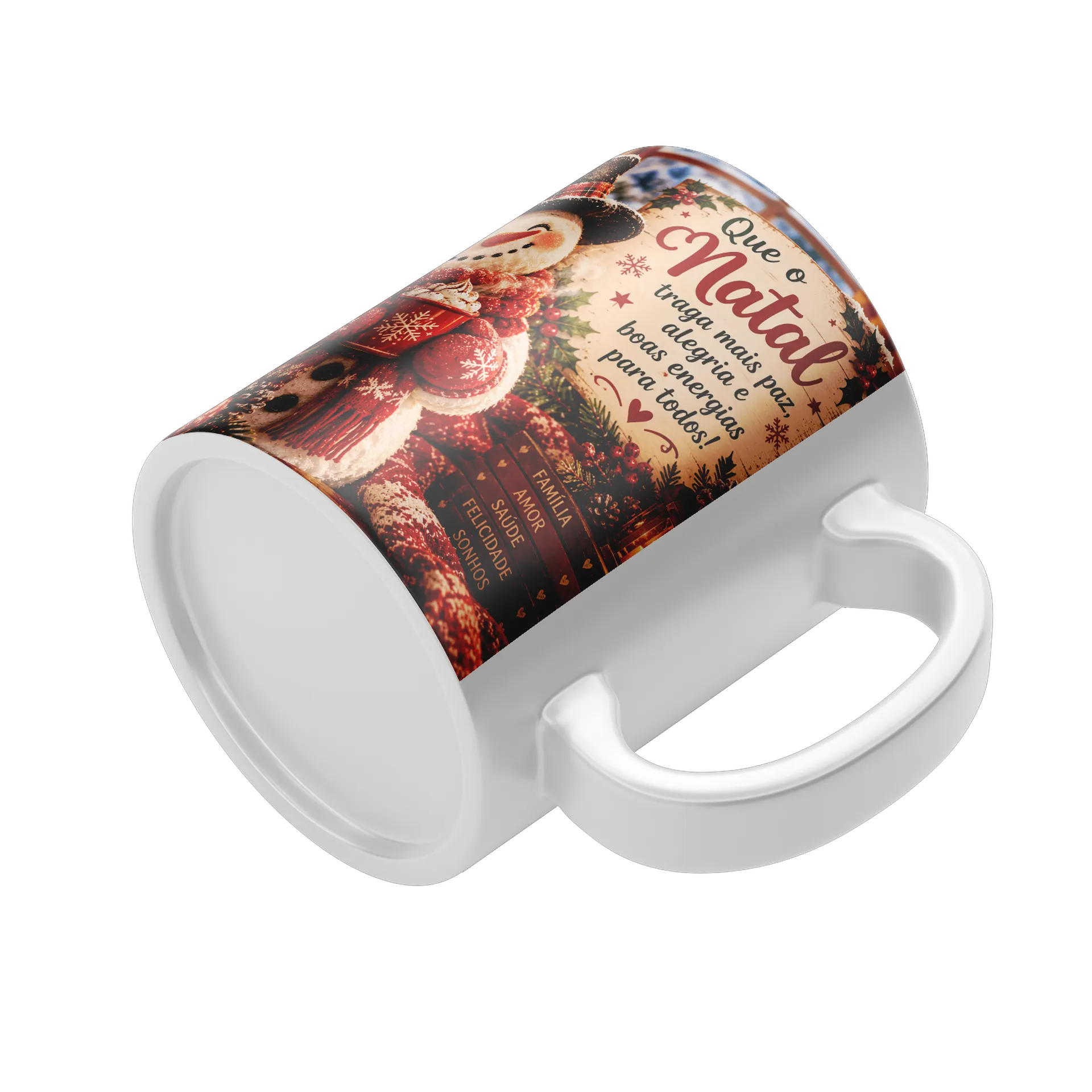 Caneca Boneco de Neve Natal com Frase 325ml - Imagem 4
