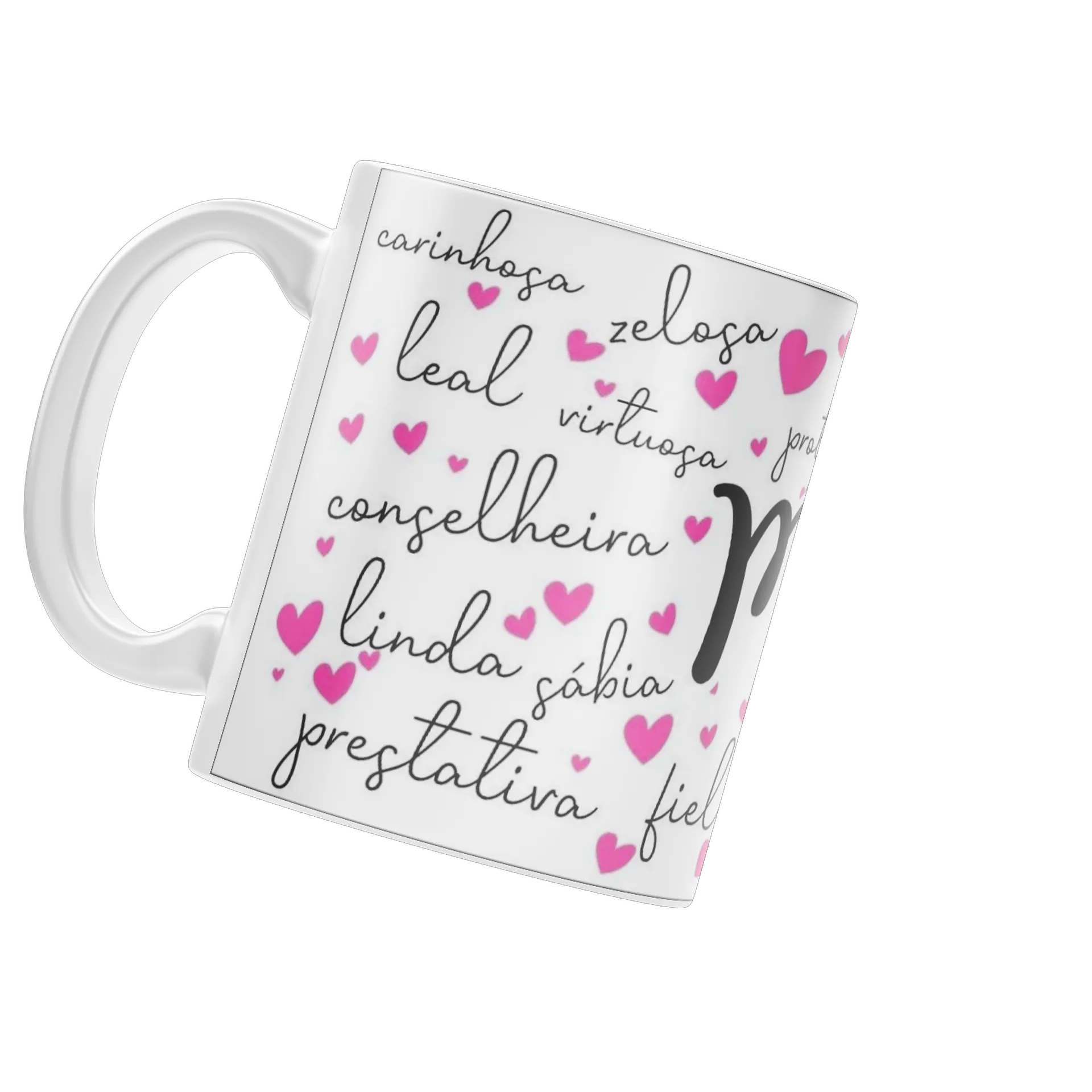 Caneca Porcelana Mãe Palavras e Corações 325ml - Imagem 3