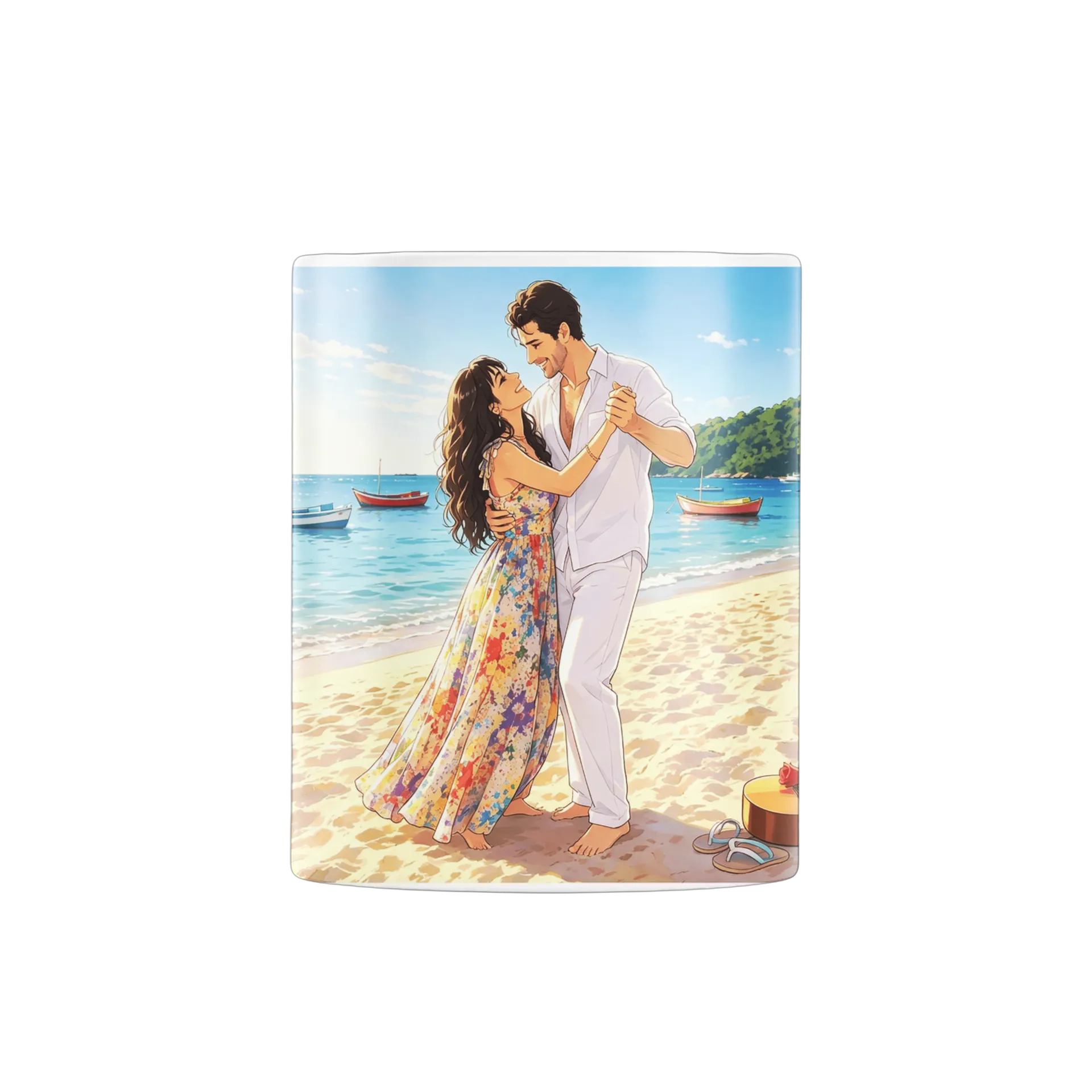 Caneca Porcelana Casal no Praia 325ml - Imagem 3