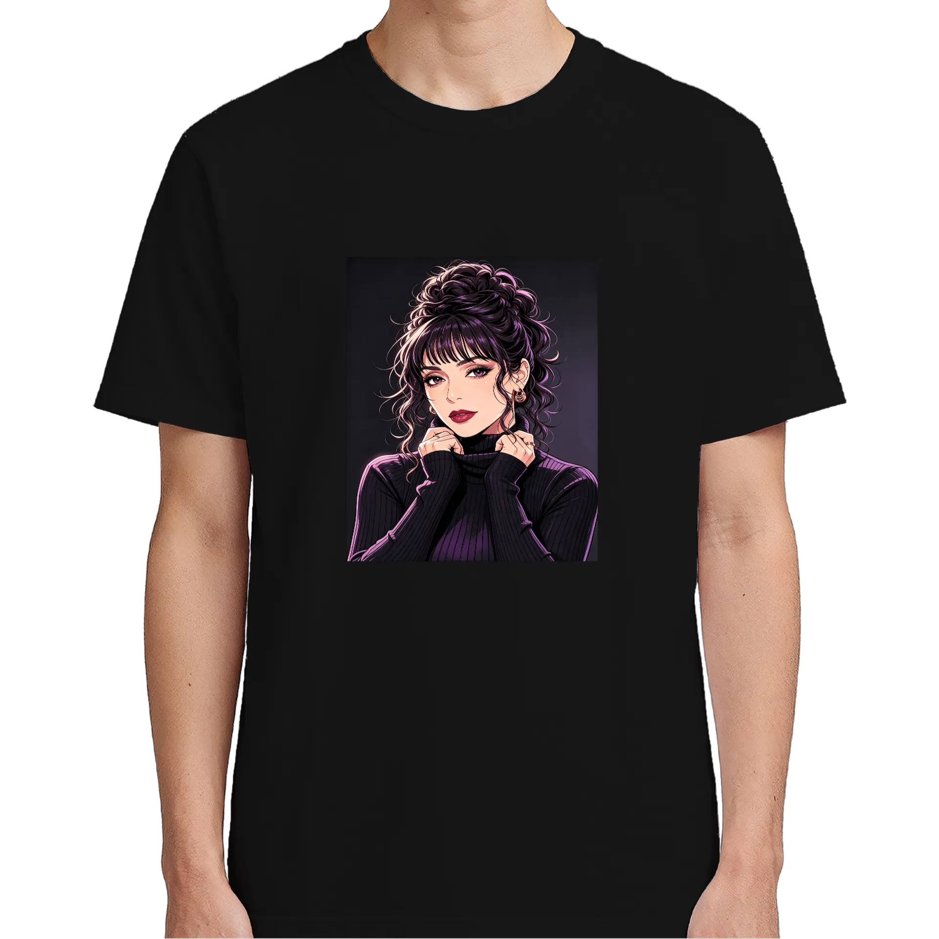 Camiseta Estampa Mulher Manga Listrada Roxo Algodão 100% de Pandora Brasil — imagem 4 de 6