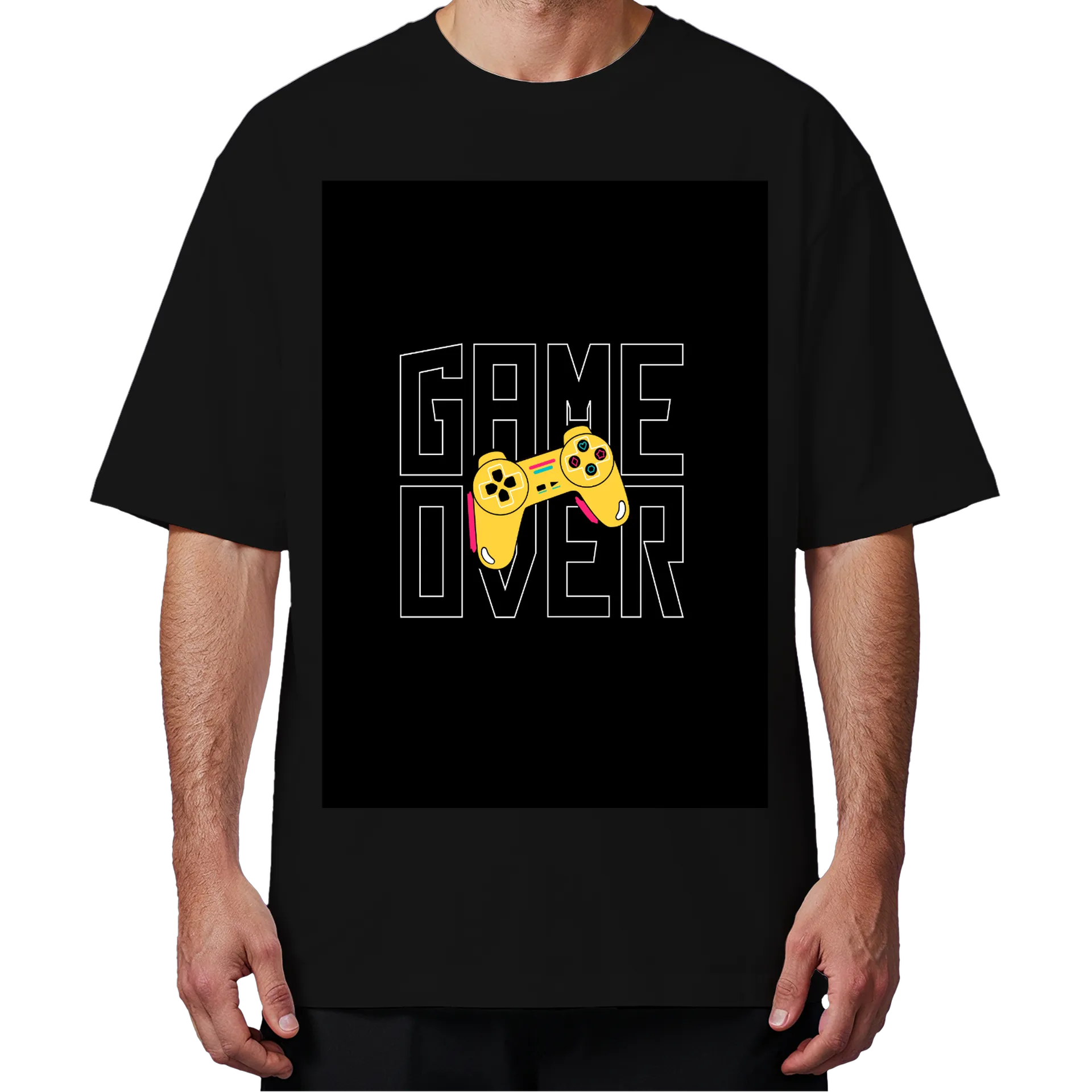 Camiseta Oversized Estampa Game Over Letras Gamer coesa de Gameon19 — imagem 4 de 6
