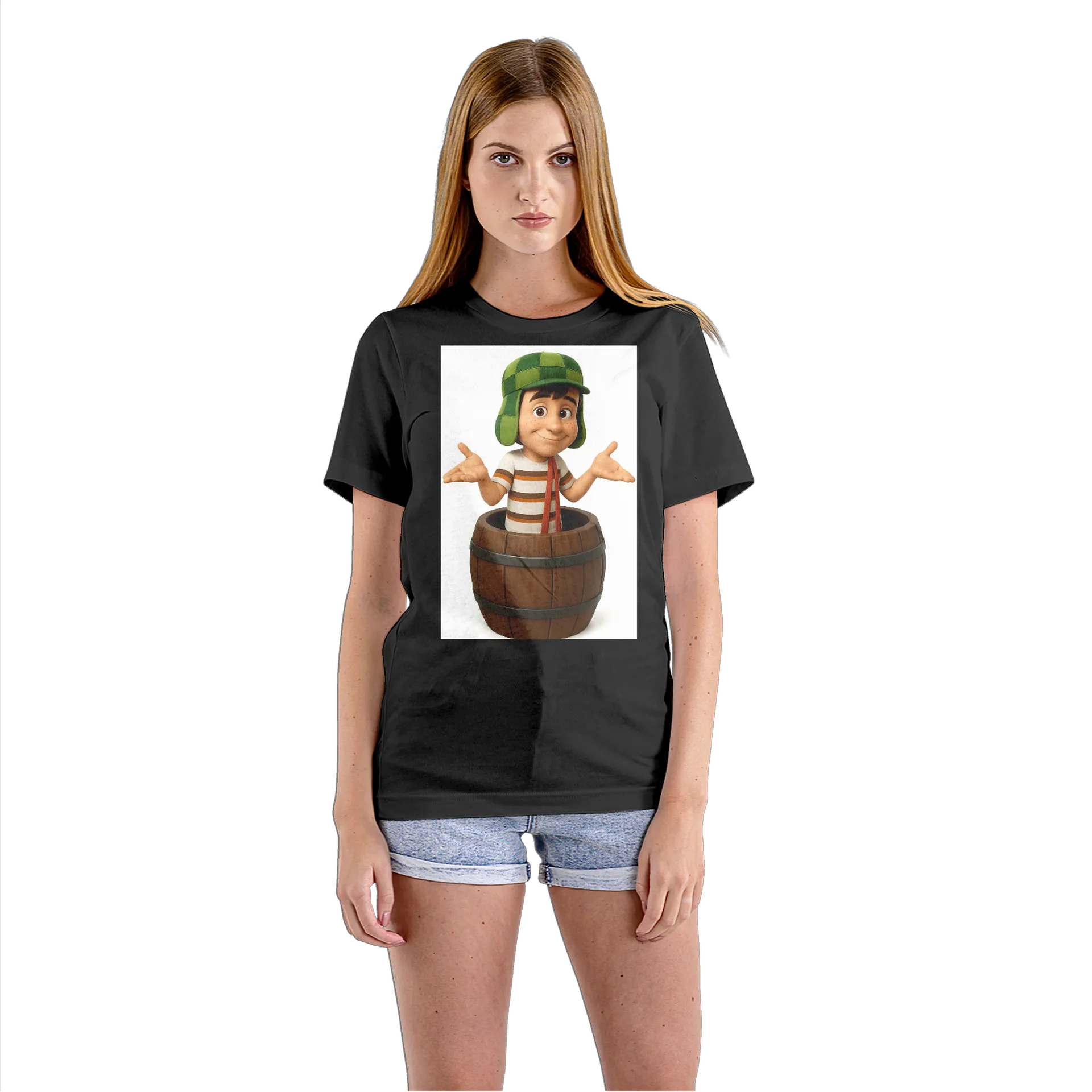 Camiseta Babylook Menino de Chapéu Verde no Barril 100% - Imagem 3