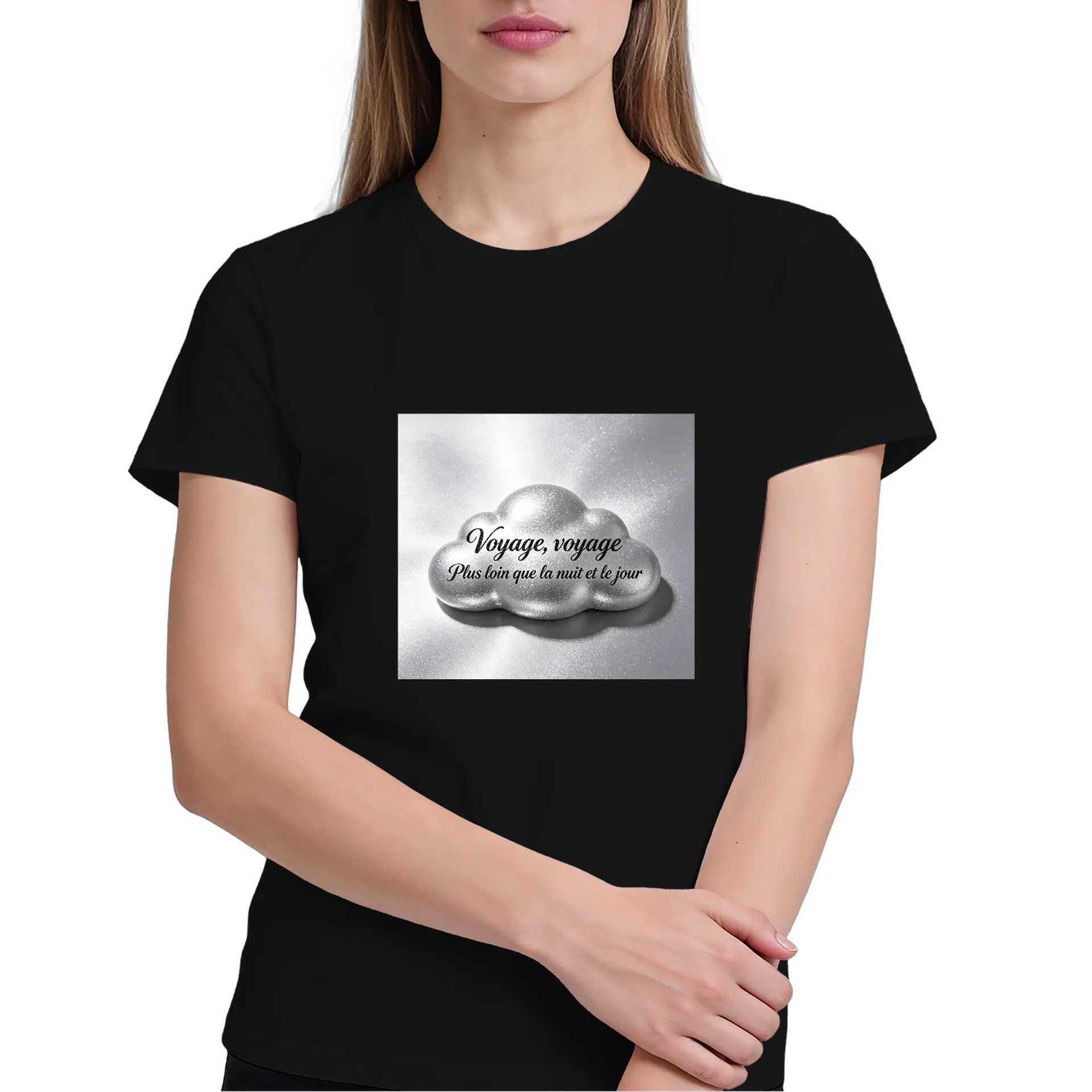 Camiseta Nuvem Prateada Estampa Tipográfica 100% Algodão - Imagem 3