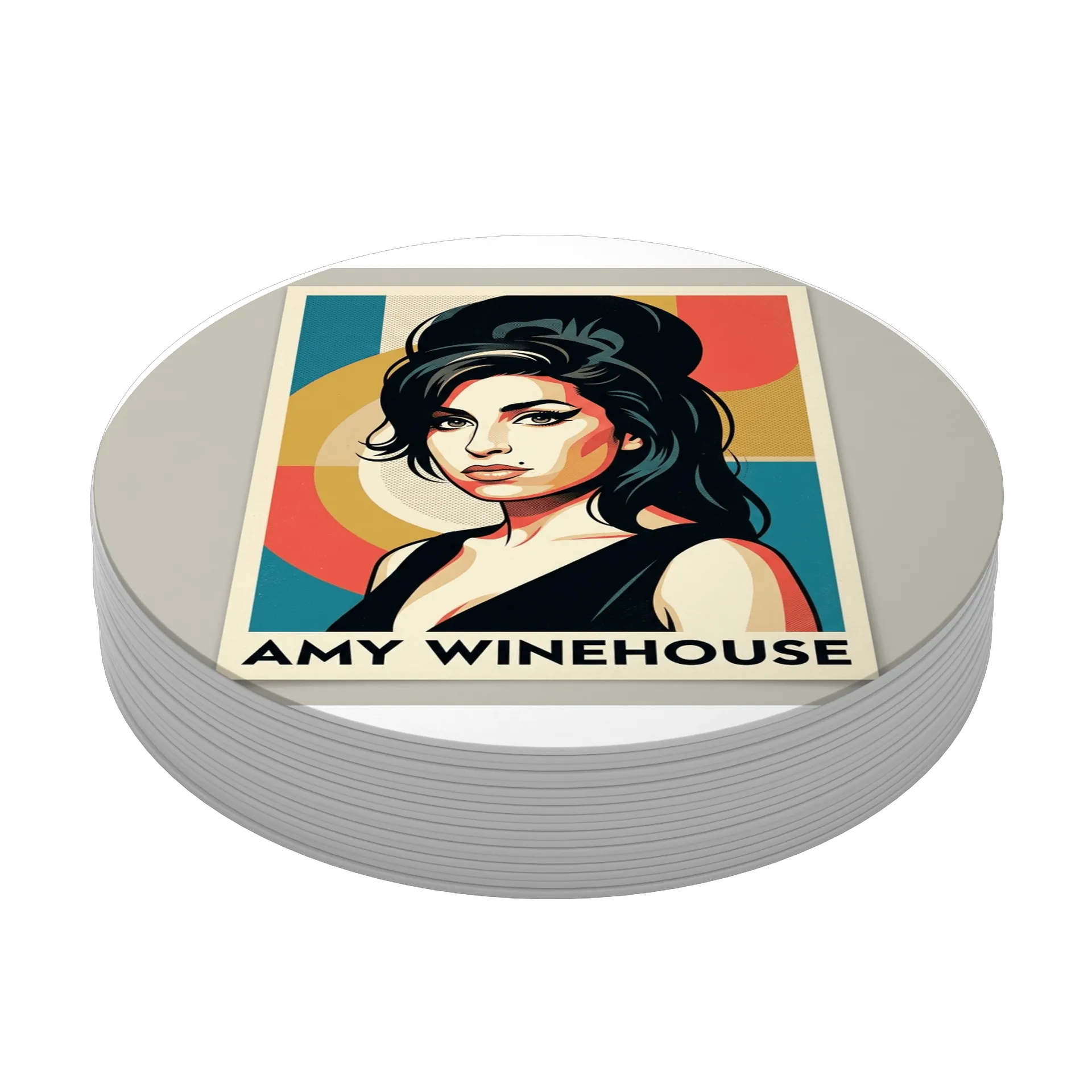 Porta-copo Amy Winehouse Retrô MDF em Cores Geométricas de Caneca Store — imagem 3 de 3
