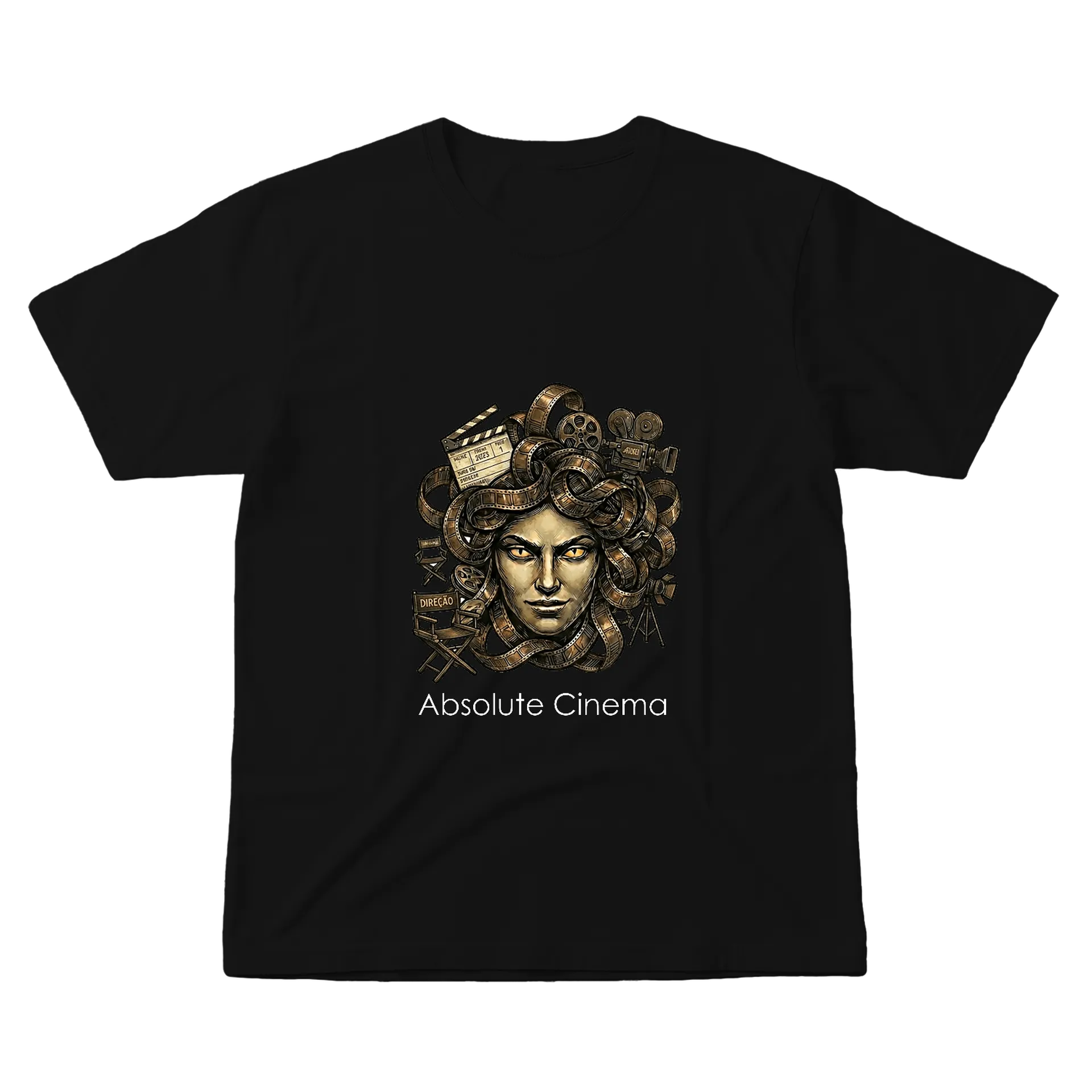 Camiseta Cinema Medusa Estilo Retrô 100% Algodão de Gato Vira-Lata