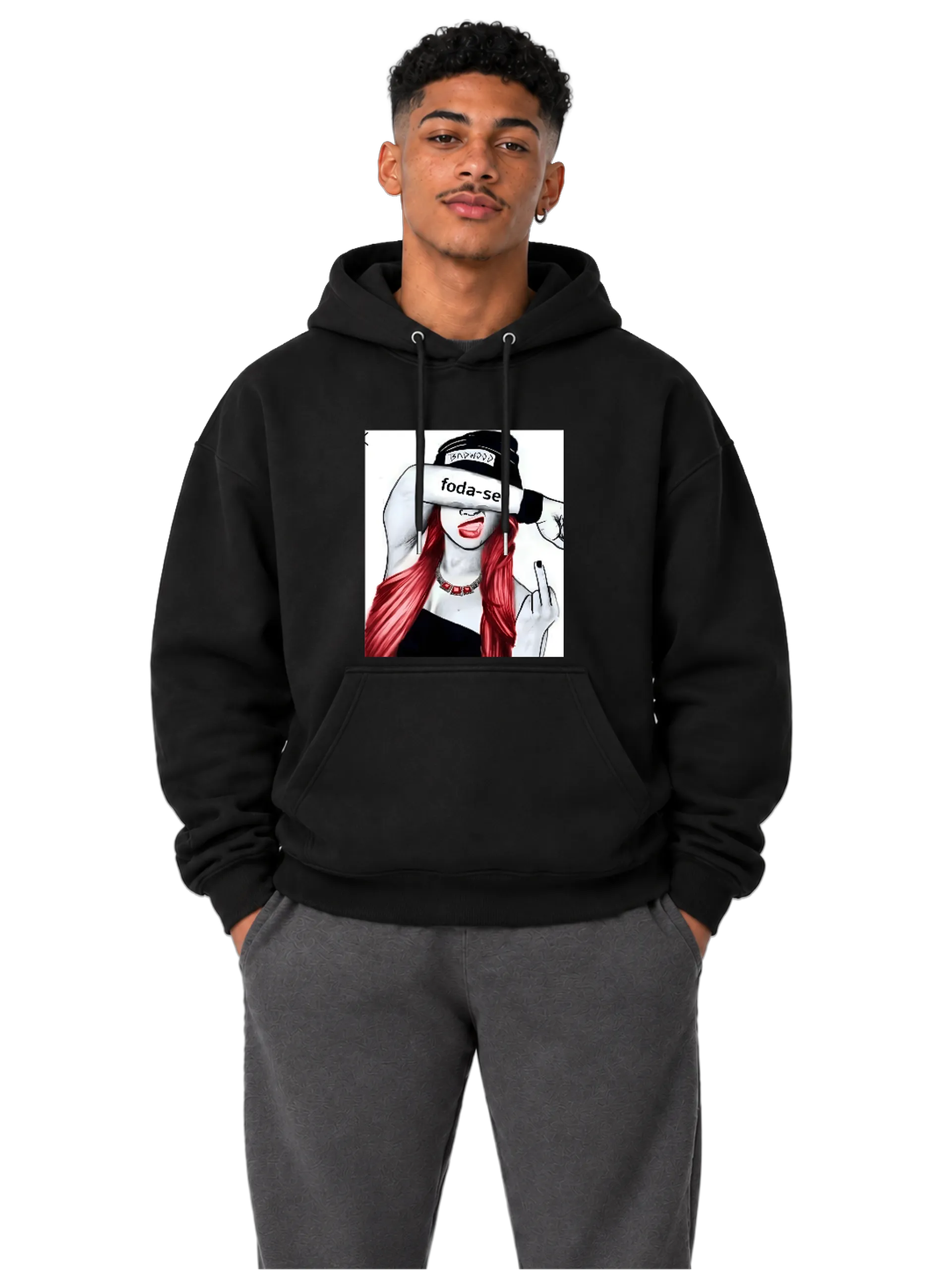 Blusa Moletom Canguru TAWOOD Figura Ilustrada Cabelo de Garagem ruiva — imagem 3 de 6